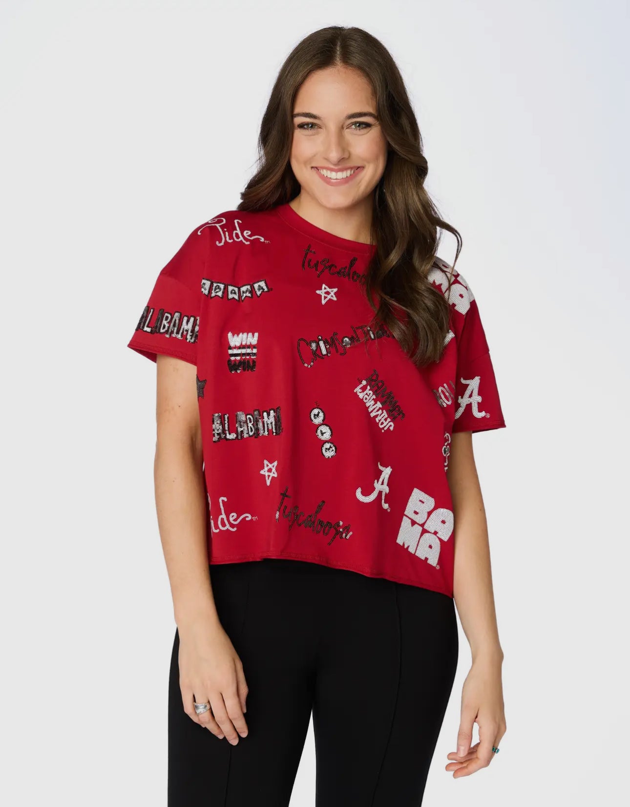 Alabama Sequin Spirit Tee- Stewart Simmons