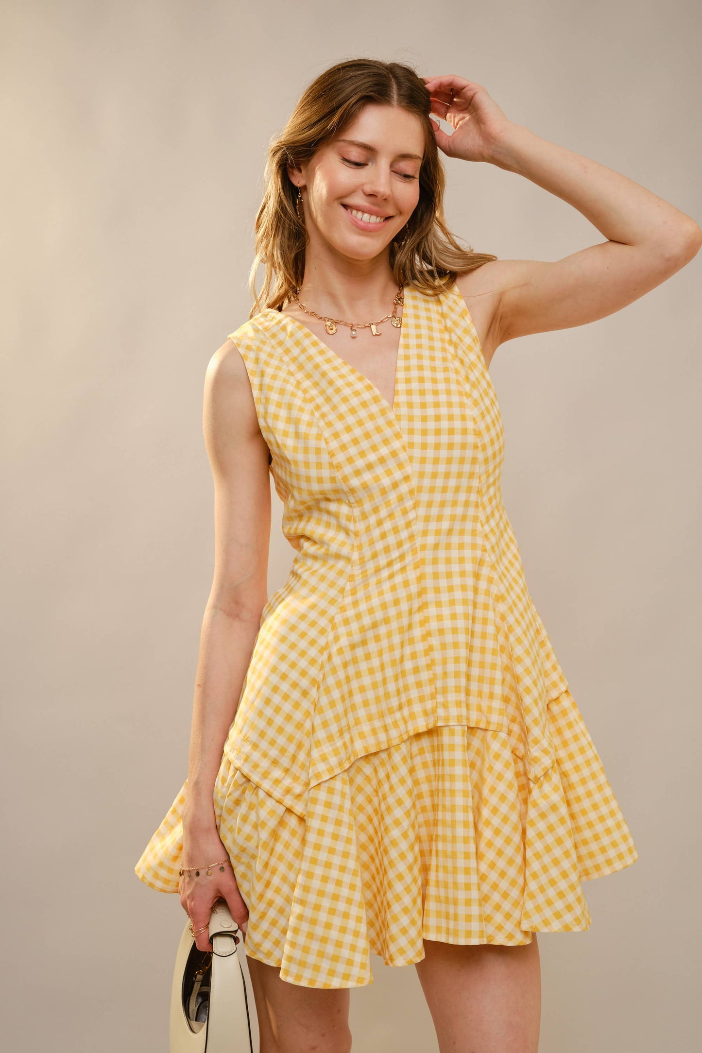 Gingham Flare Mini Dress