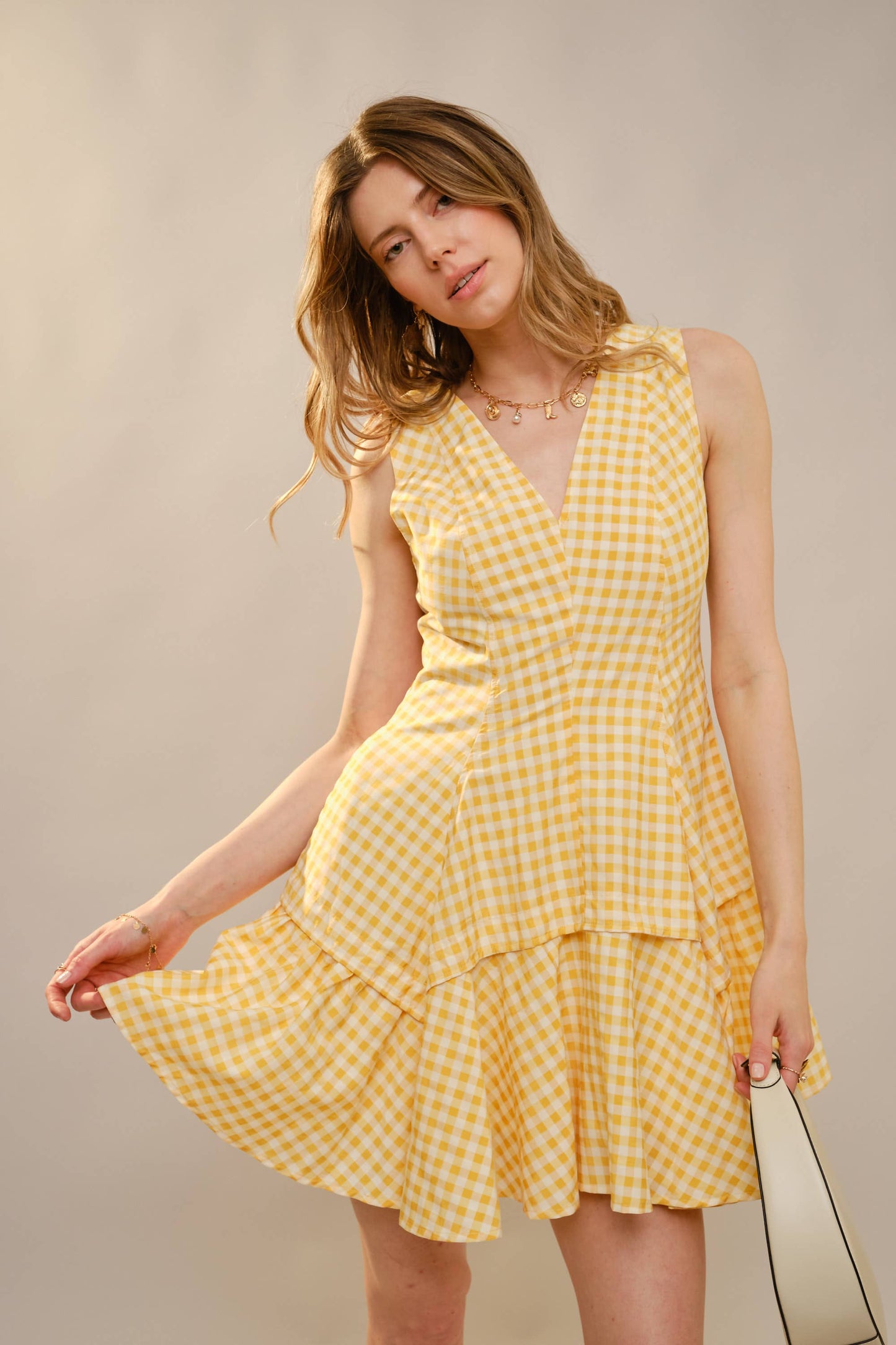 Gingham Flare Mini Dress