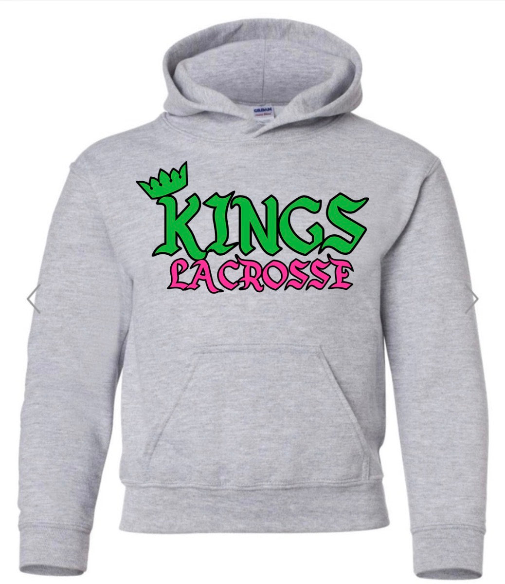 Kings Lacrosse Retro on Sport Grey GILDAN HEAVY BLEND HOODIE
