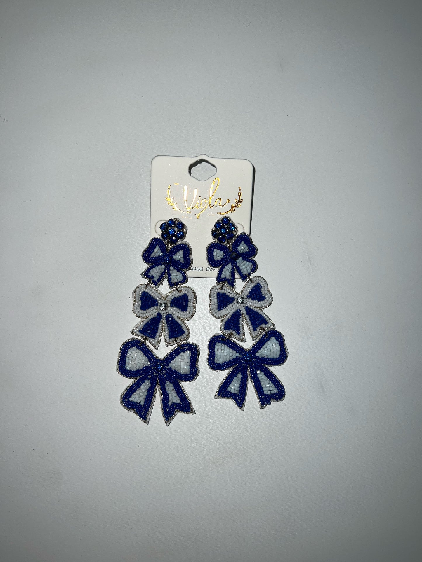 Blue & White Bow Dangles