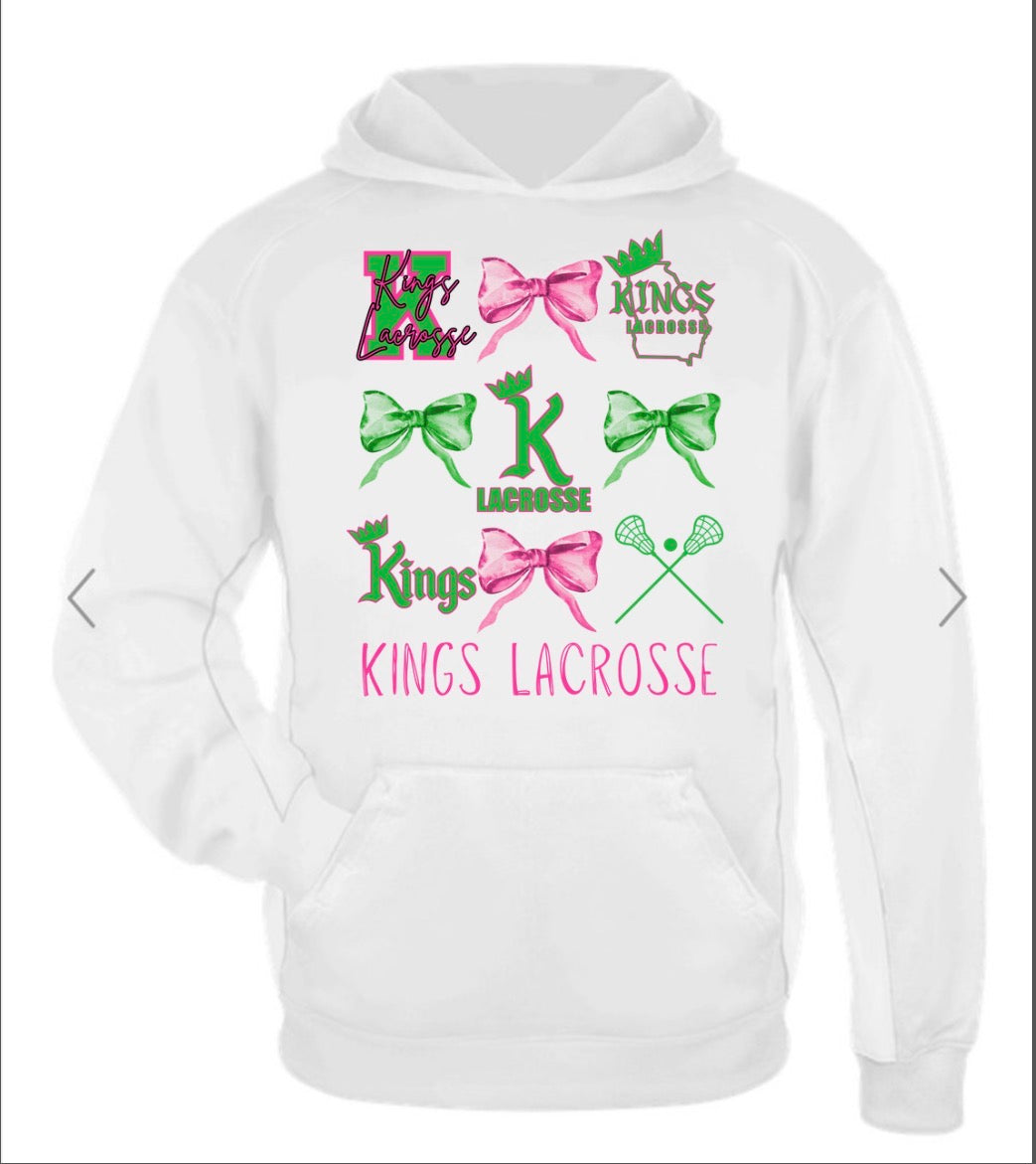 Kings Lacrosse Bow Collage On White - independent trading company, midweight hoodie
