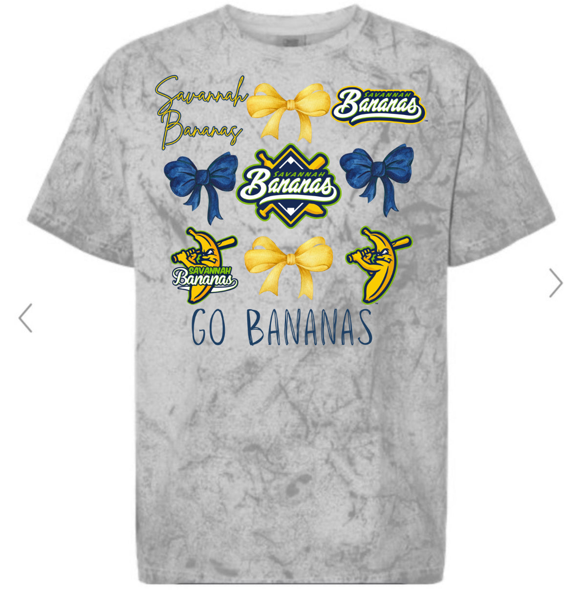 Savannah Bananas Bow Collage Grey Colorblast Tee