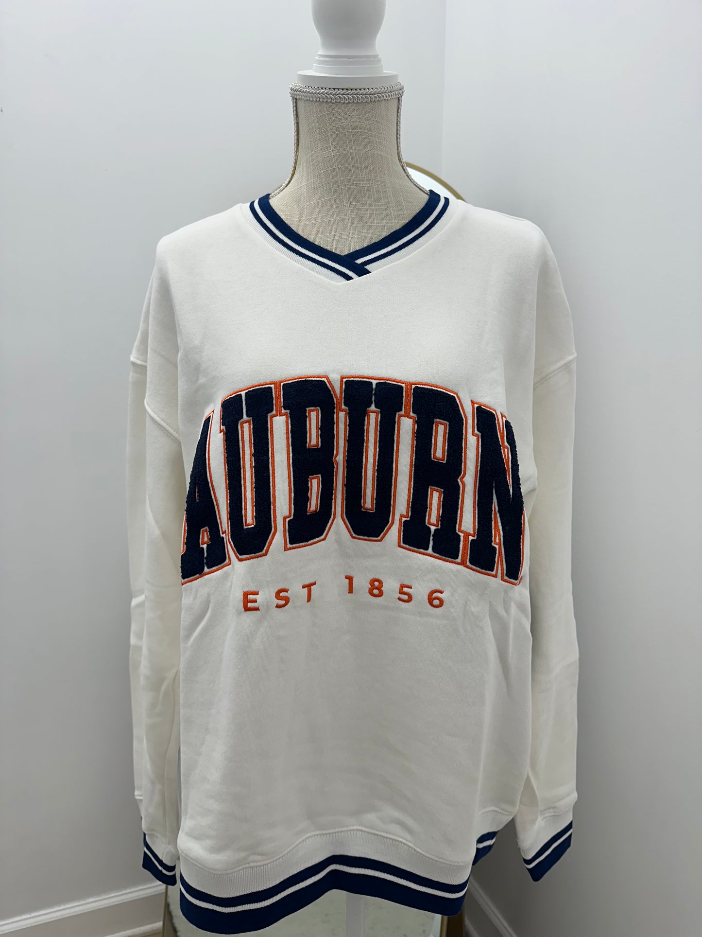 AUBURN ALLEN CHENILLE VARSITY V-NECK
