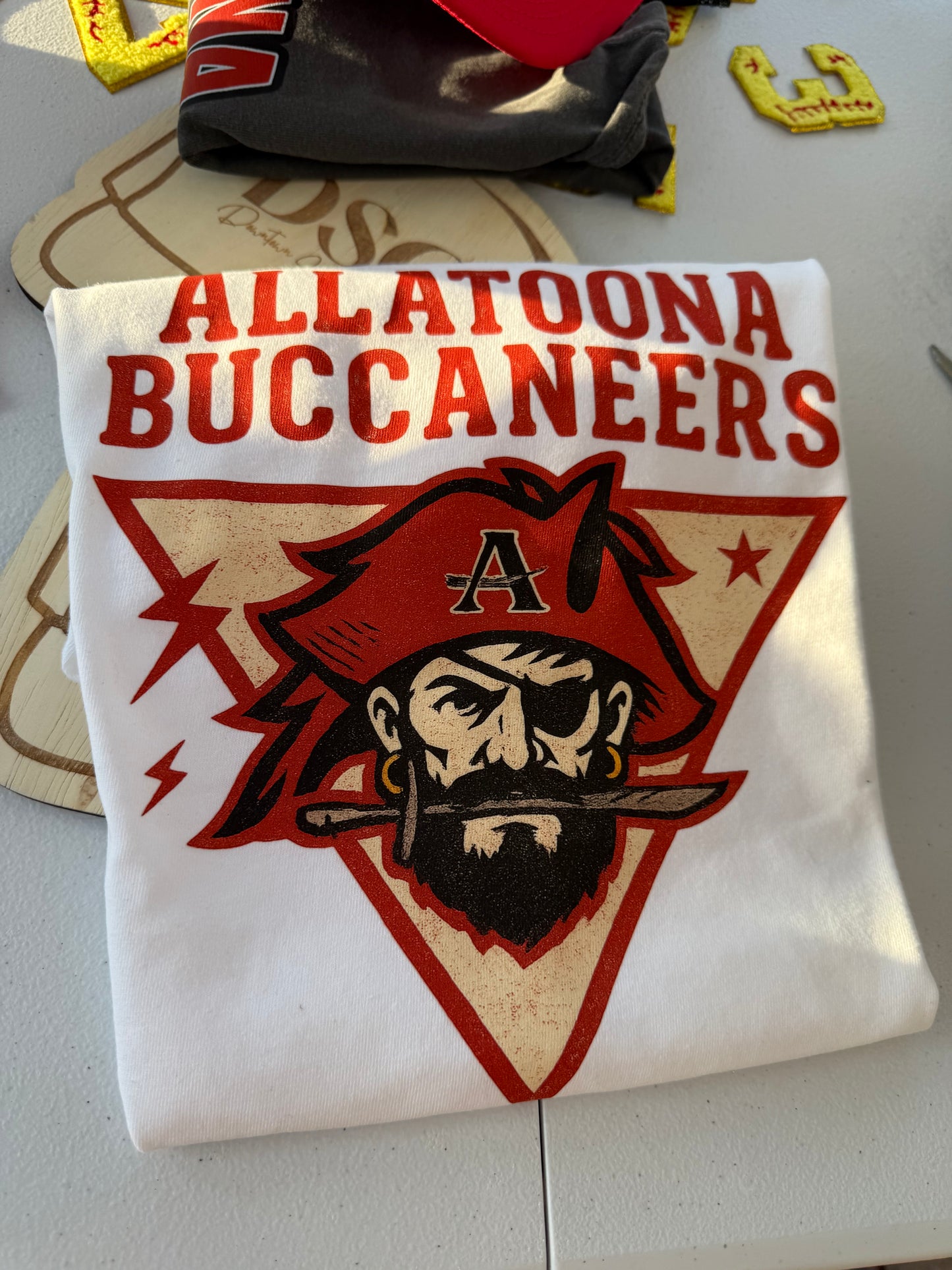 Allatoona Buccaneers Mascot with Stars and Lightning