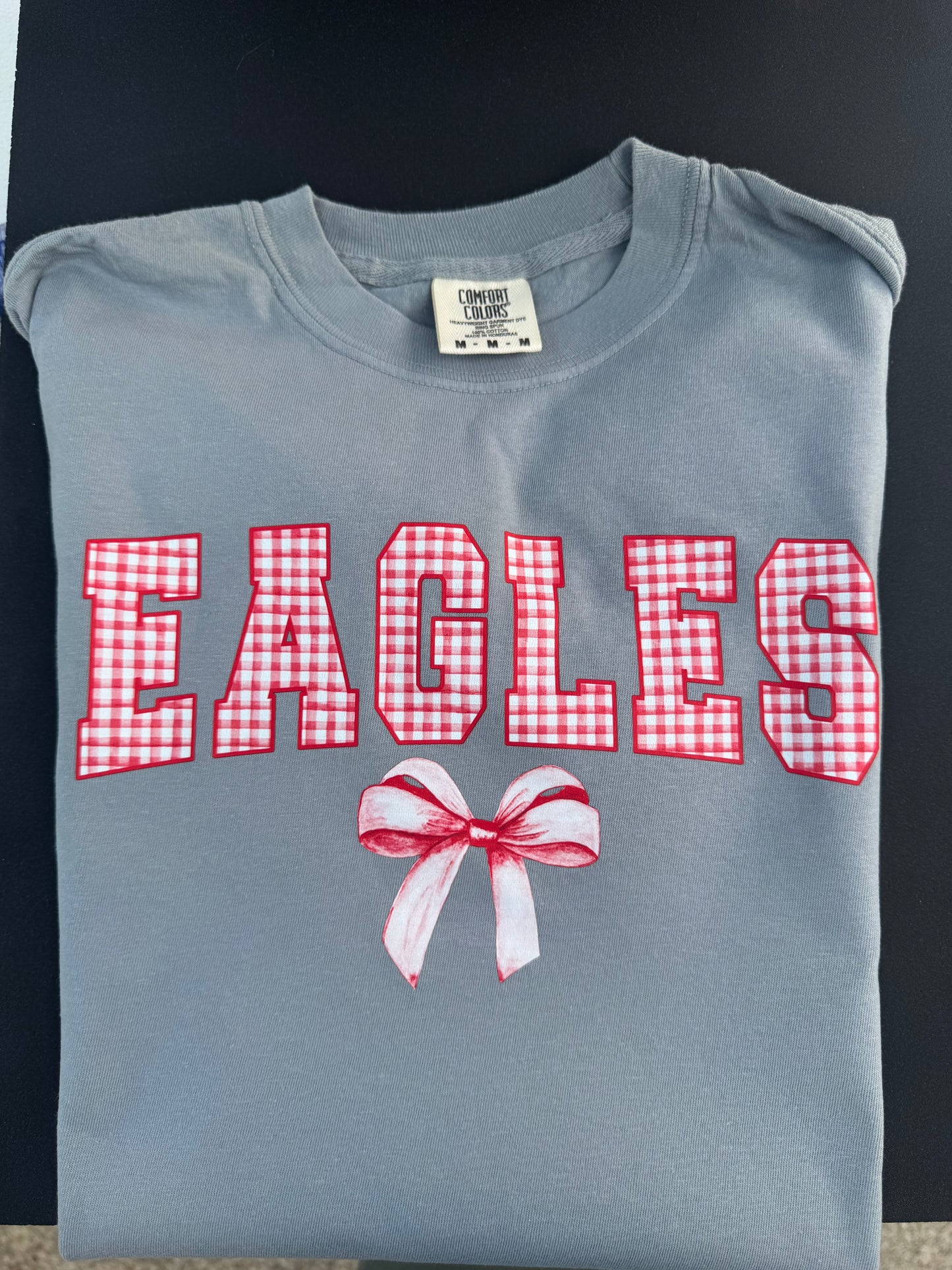 Eagles Red Gingham Plaid Bow