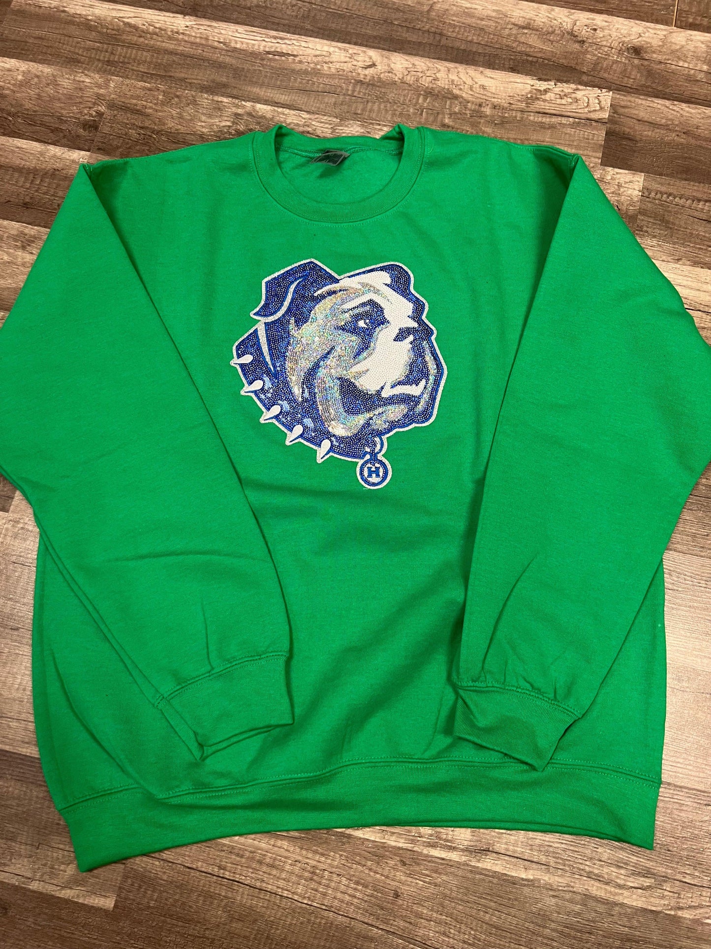 Harrison Hoyas New Mascot PRESSED ONLY Green Sequin Patch Sweatshirt