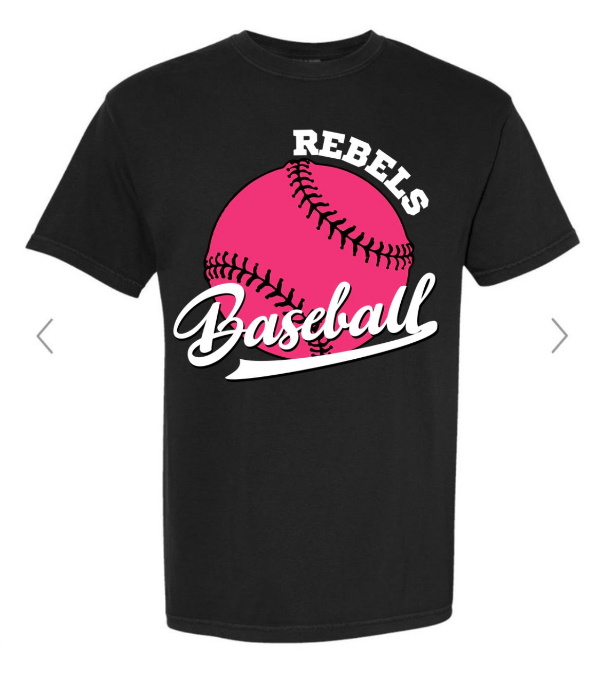 Rebels baseball with ball on black