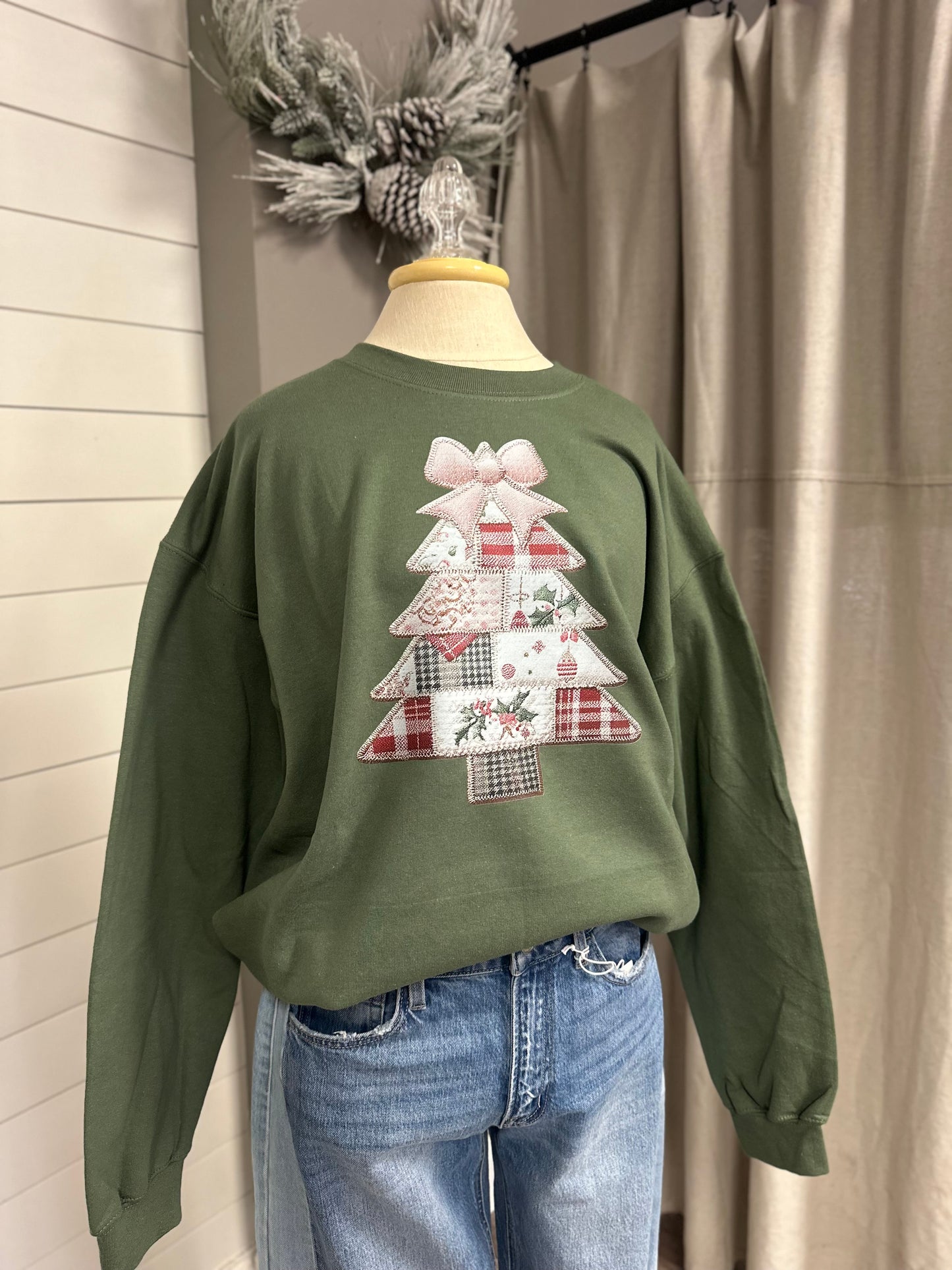 Faux Quilted Christmas Tree Short Sleeve/ Long Sleeve/ Sweatshirt