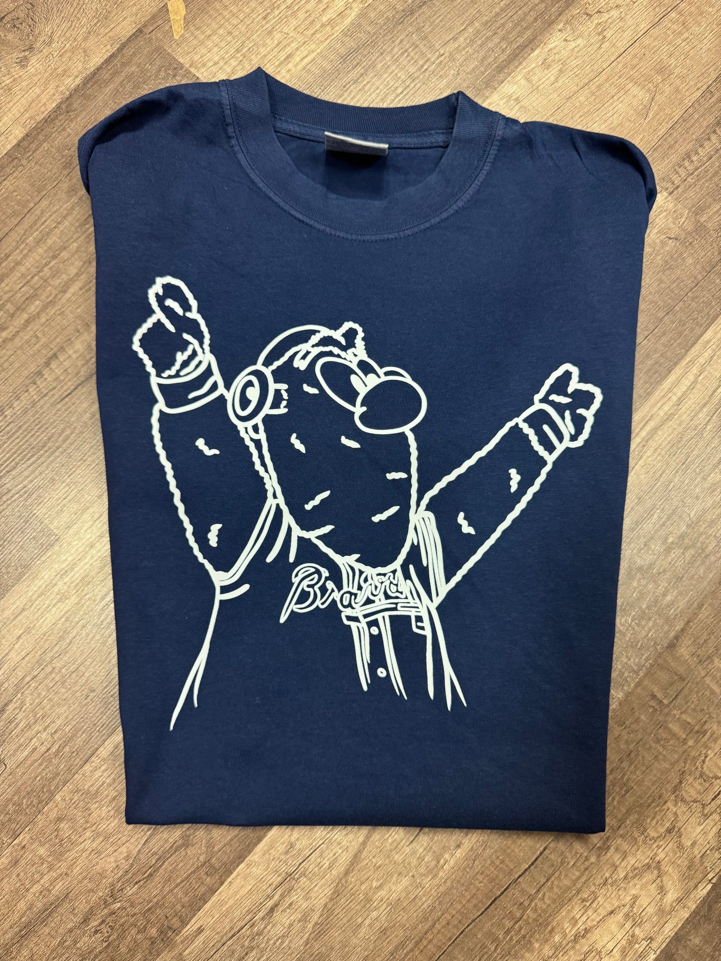 Blooper White Outline Navy Tee