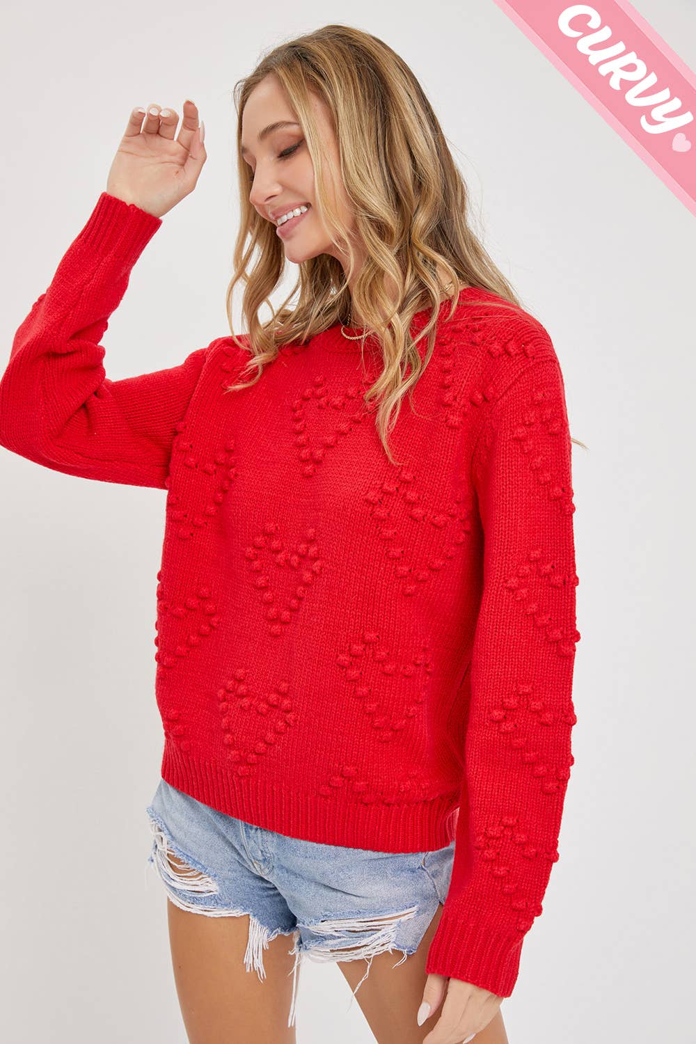 HEART SWEATER PLUS SIZE: Red, Plus Size