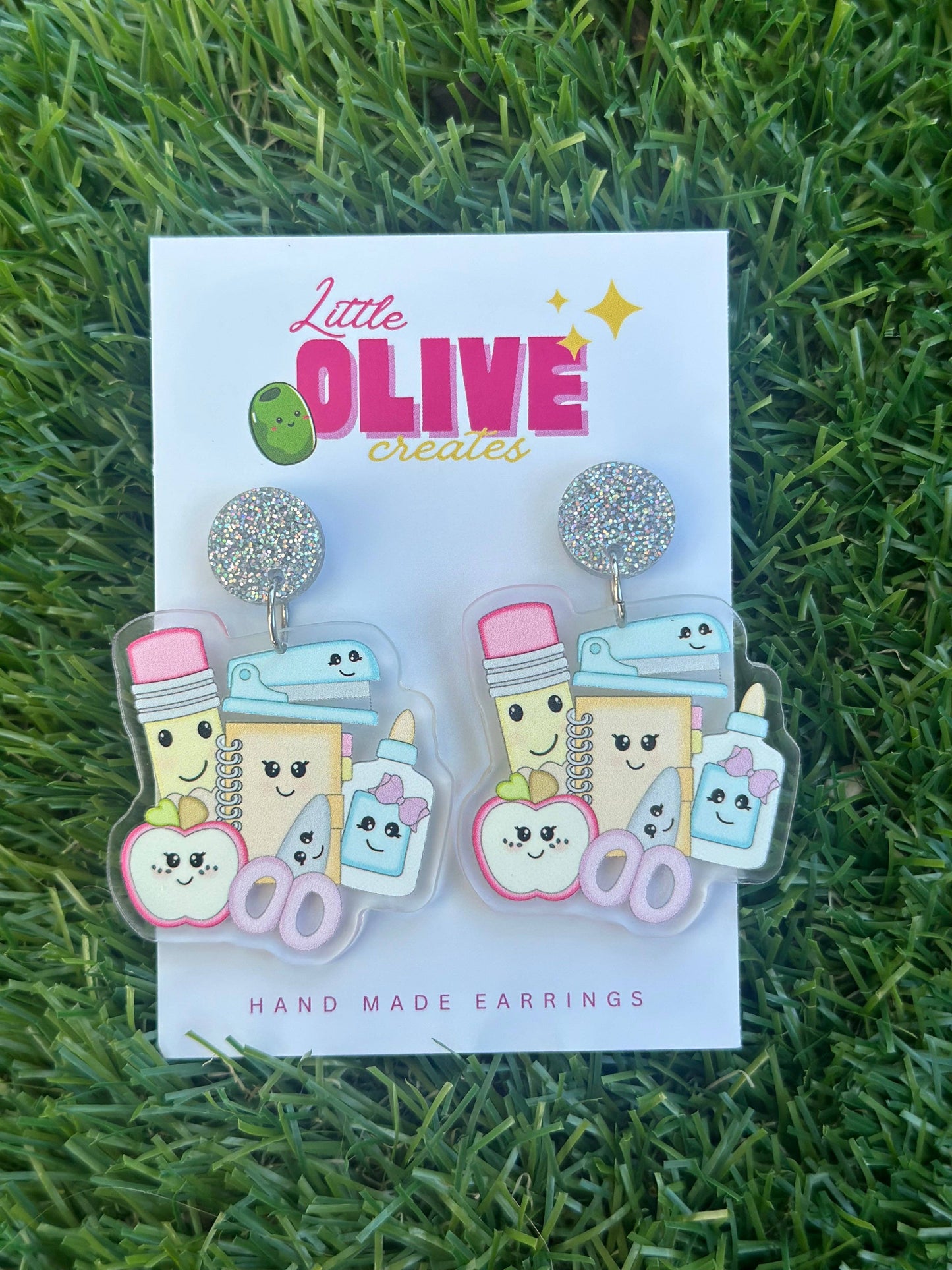 Cute Pencils and Stationery Dangle Earrings β Perfect for Teachers