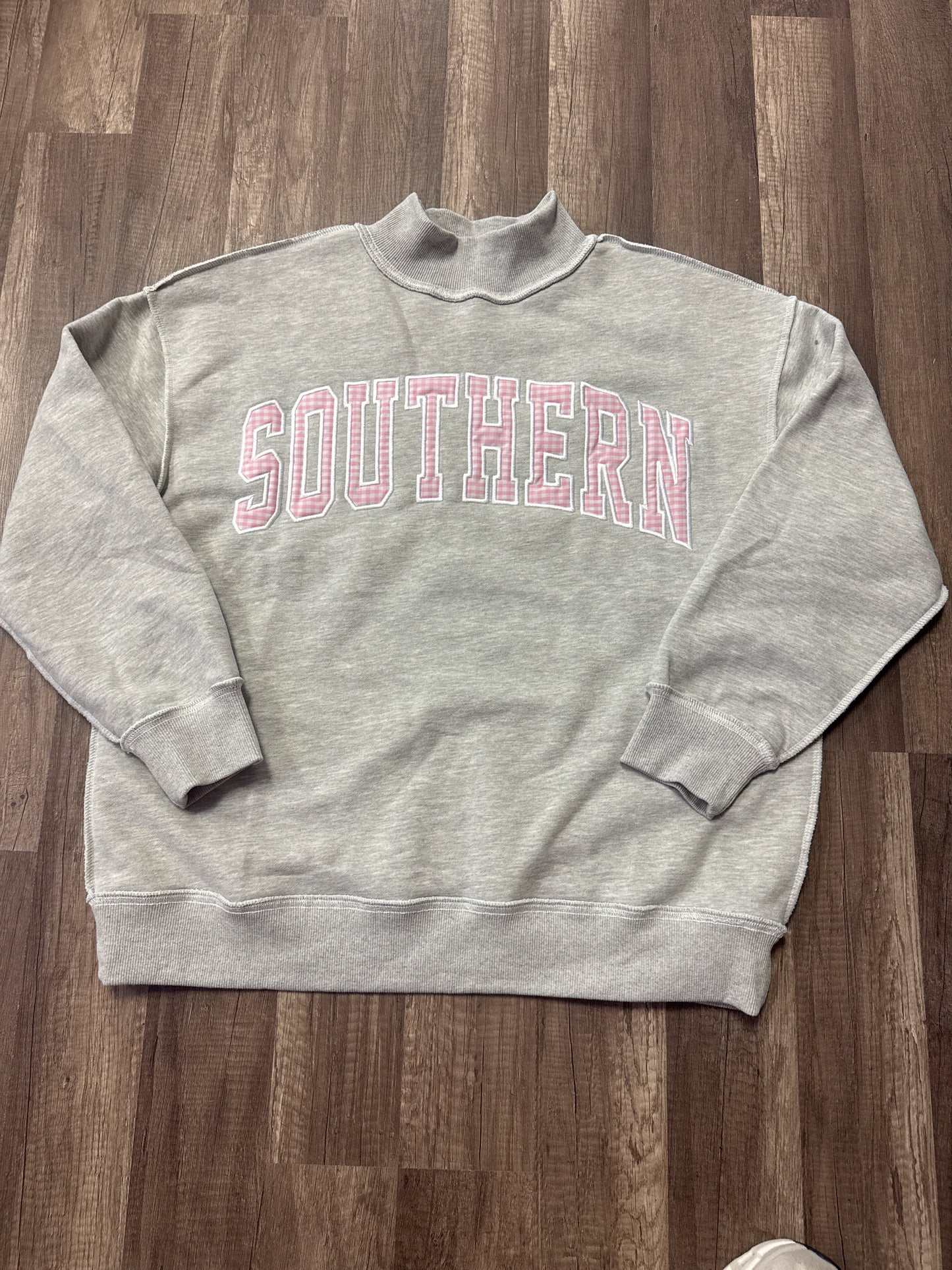Southern Light Pink Gingham Mockneck