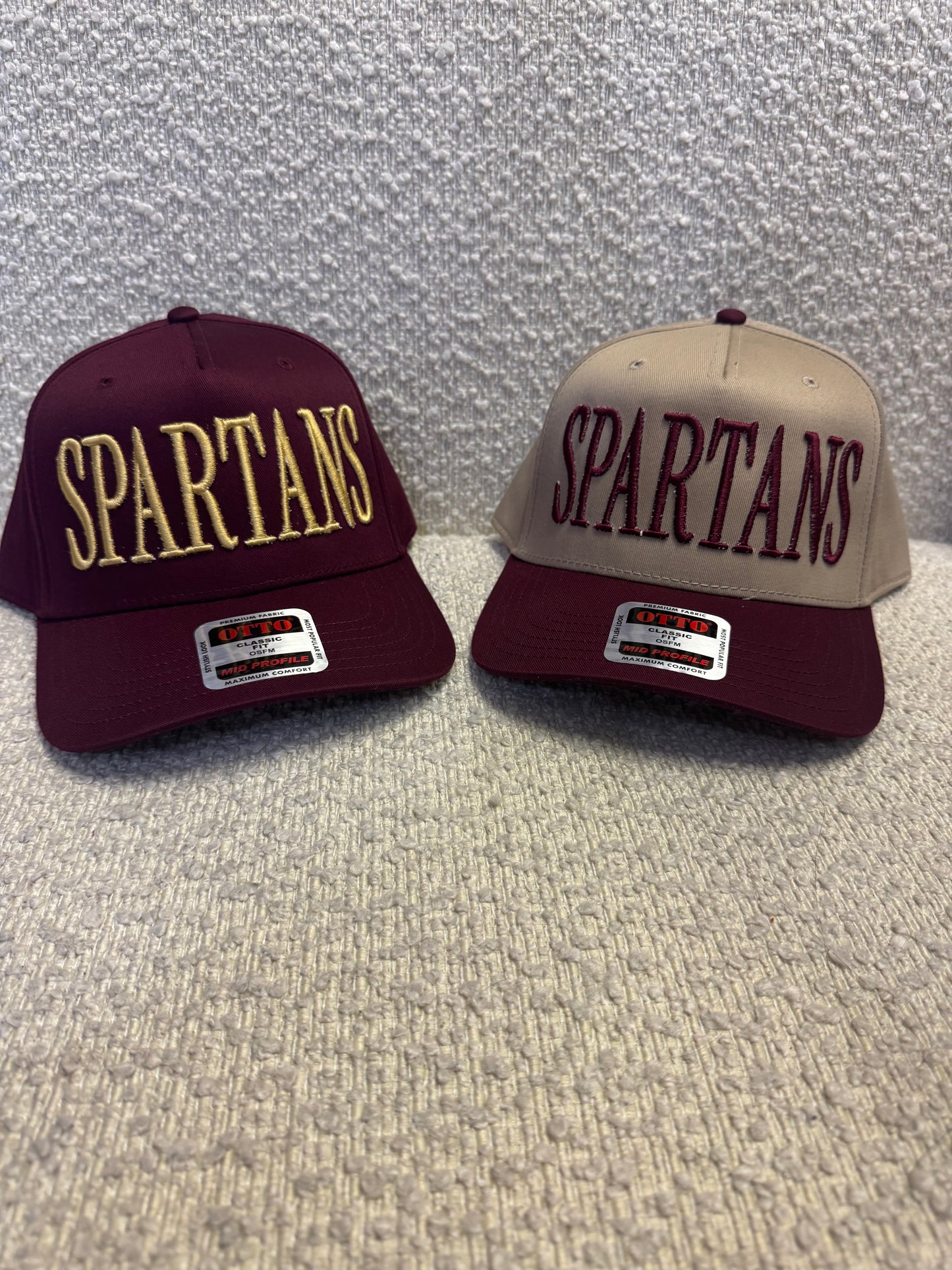 RAISED 3D EMBROIDERY VARSITY MASCOT SCHOOL NAME OTTO HATS