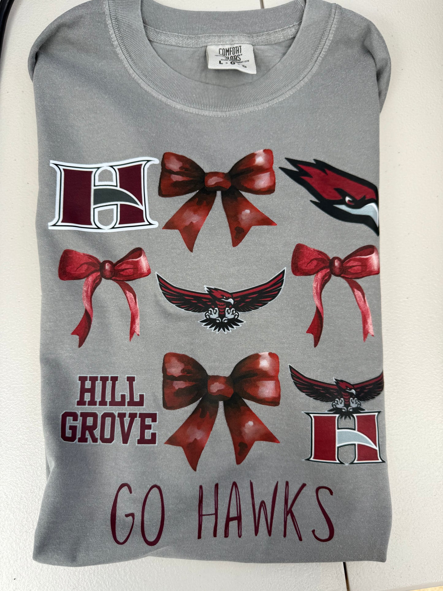 Hillgrove Hawks Bow Collage on Grey