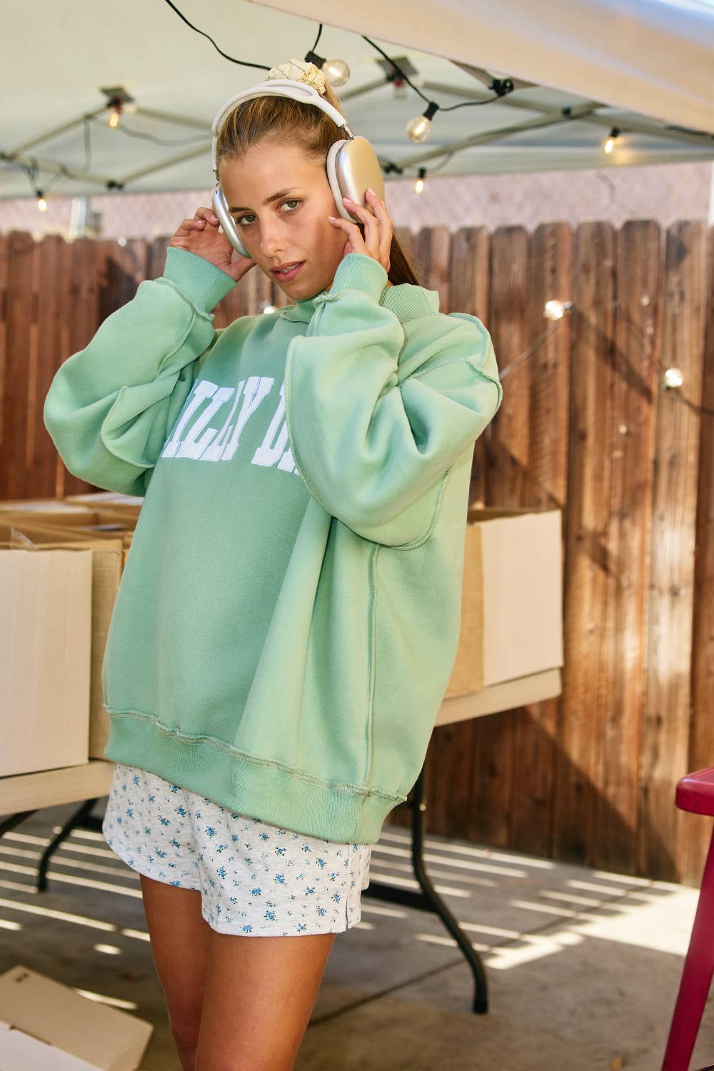 DILLY DALLY Mock Neck Sweatshirt: SAGE