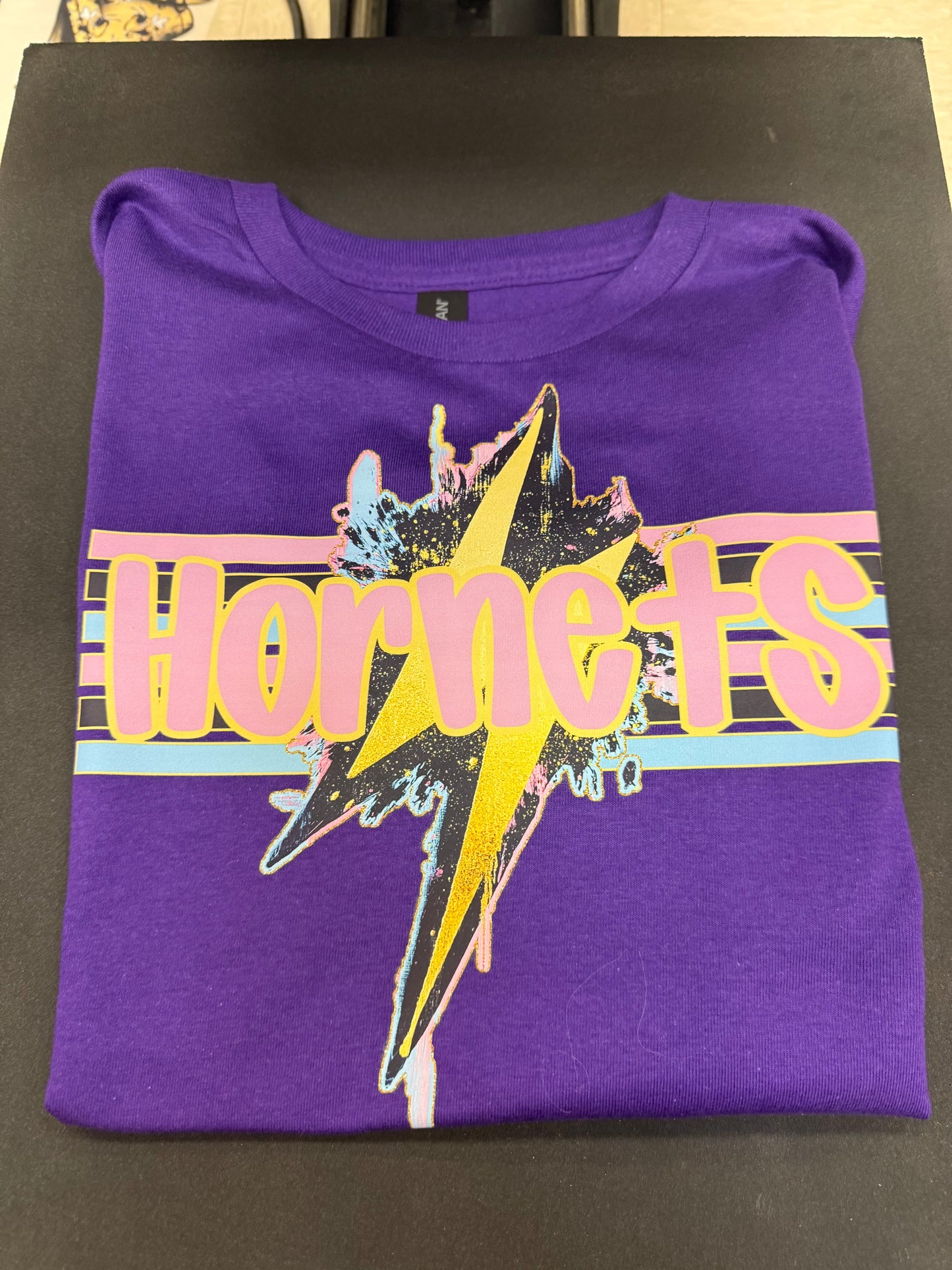 Hornets Retro Lightning bolt on Violet Purple