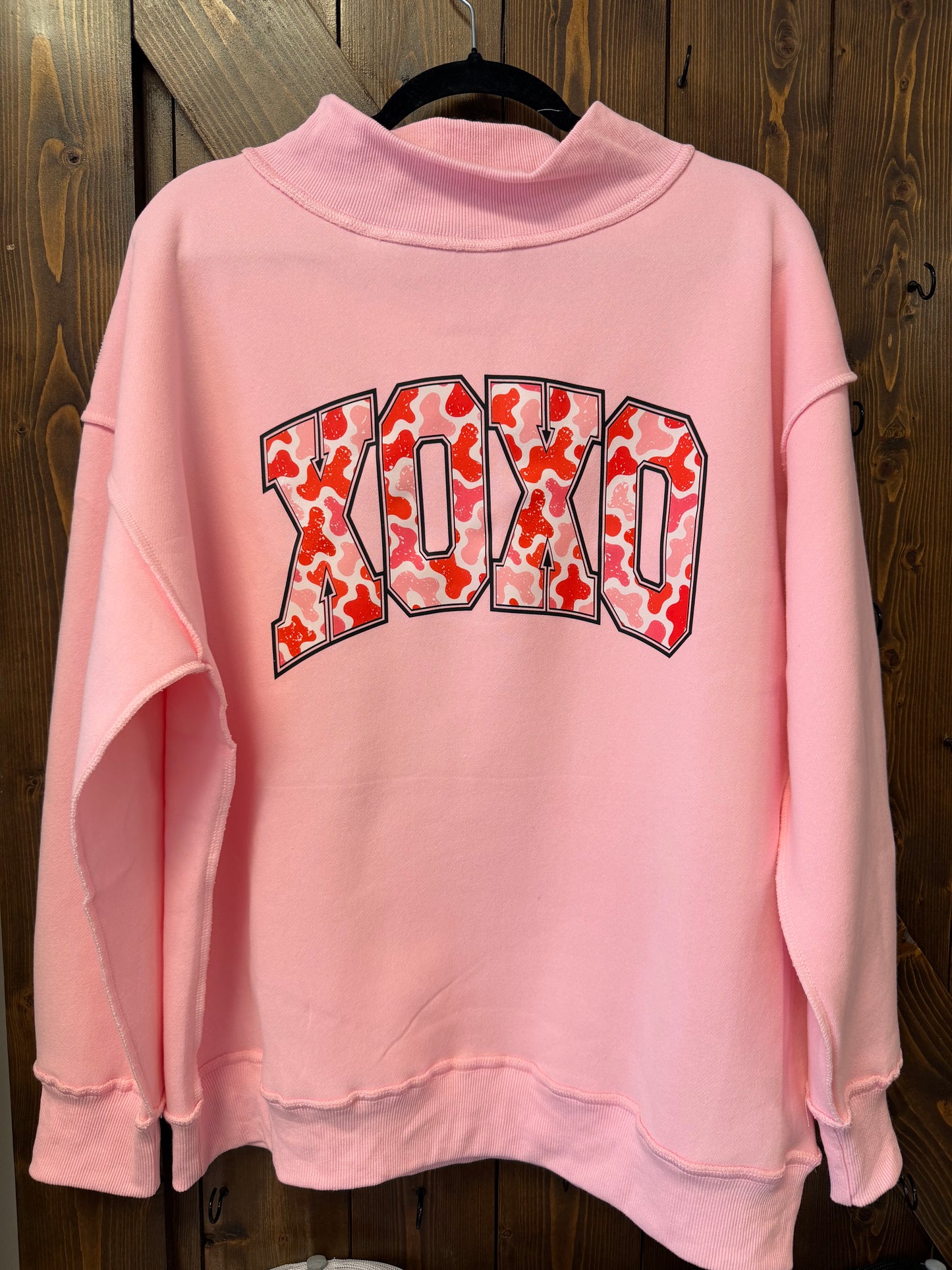 Xoxo camo Pink Oversized Mockneck