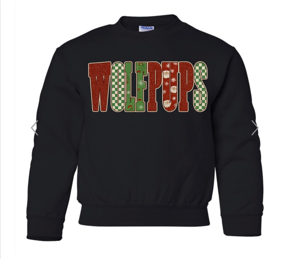 Wolfpups Christmas pattern on black
