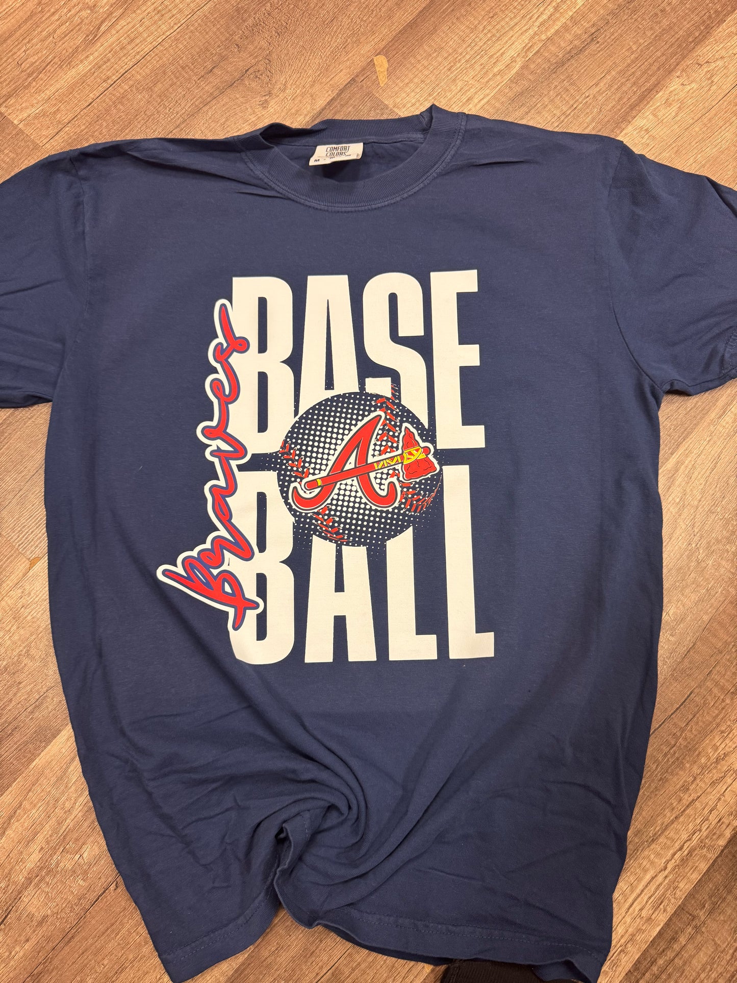 Braves Baseball Stacked Navy Tee