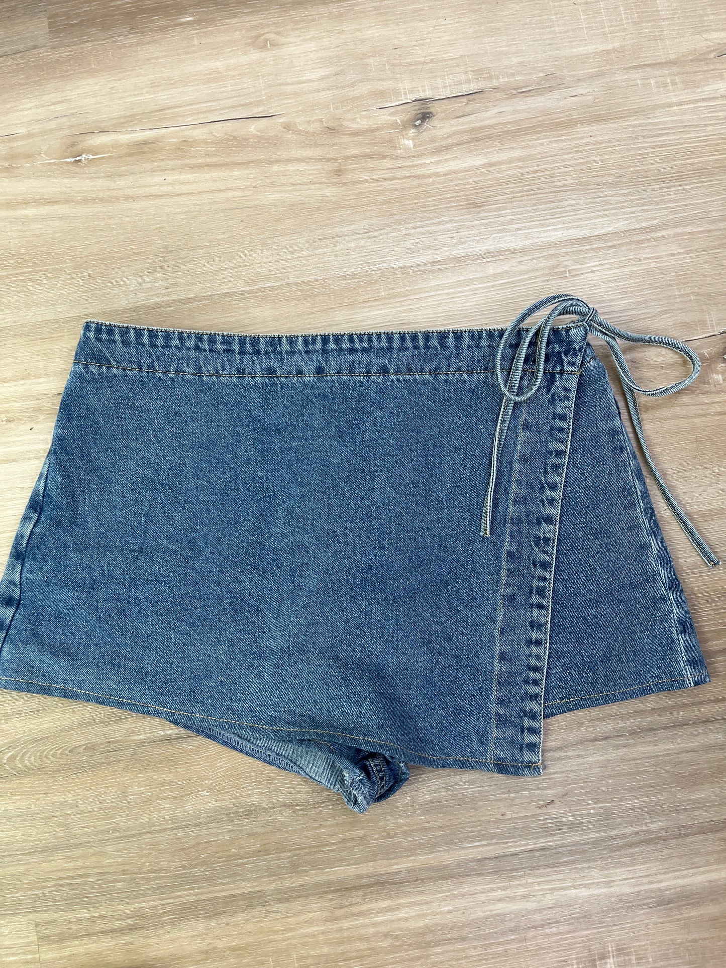 Denim Skort with Front Tie