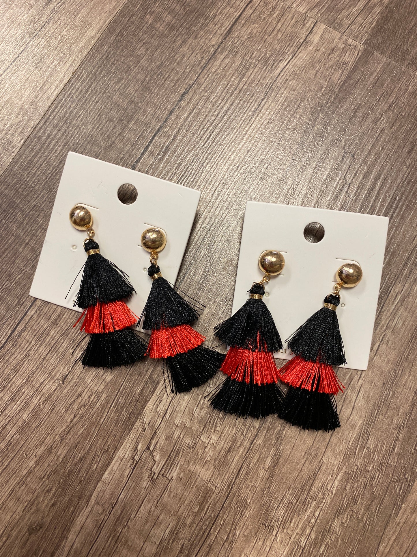 Red & Black Tassel Earring