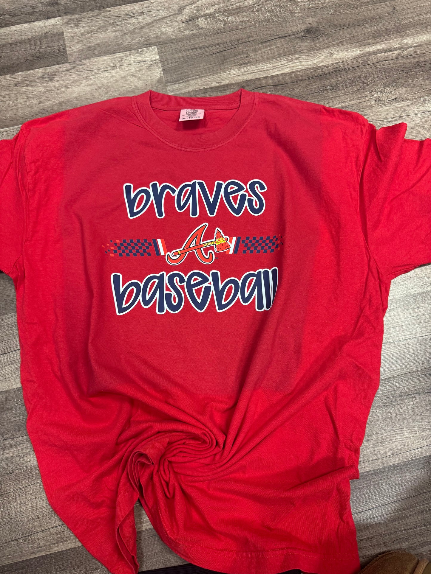 Braves Baseball Checker Red Tee