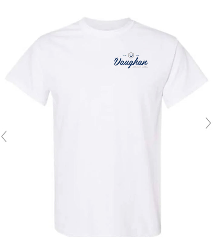 Vaughan Small Logo Comfort Color Adult Short Sleeve White