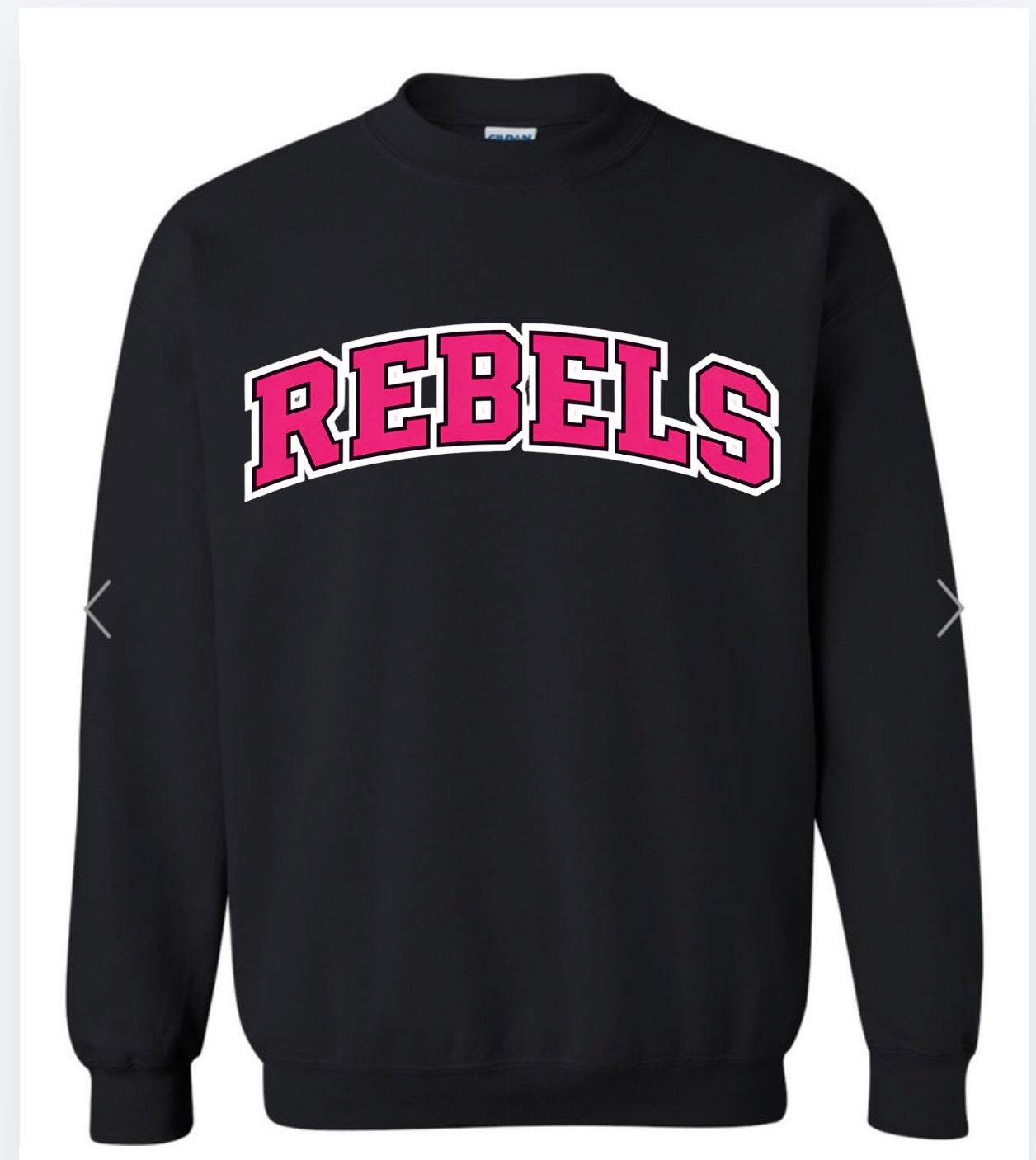 Rebels varsity arch on black