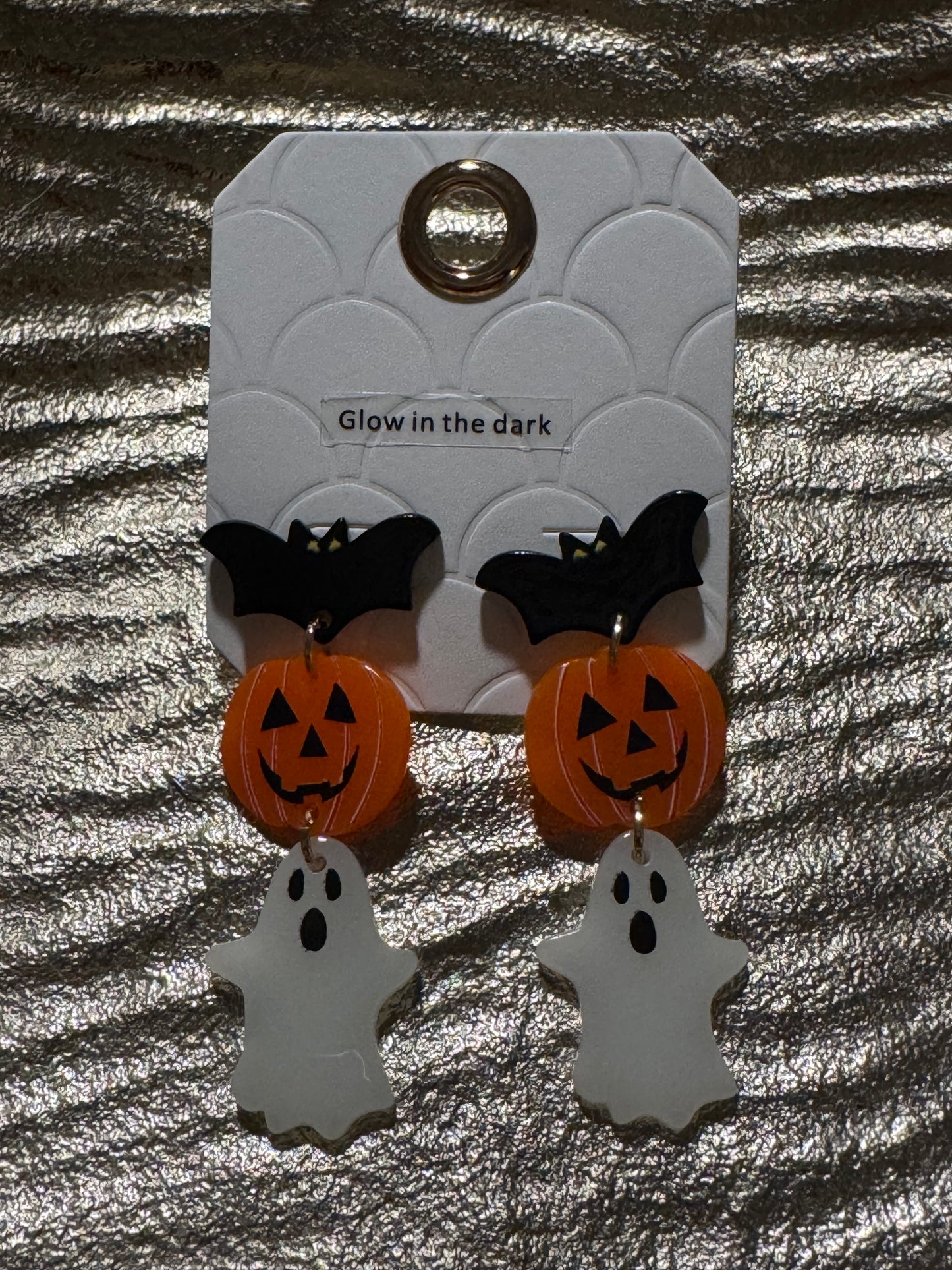 Bat pumpkin ghost glow in the dark earrings