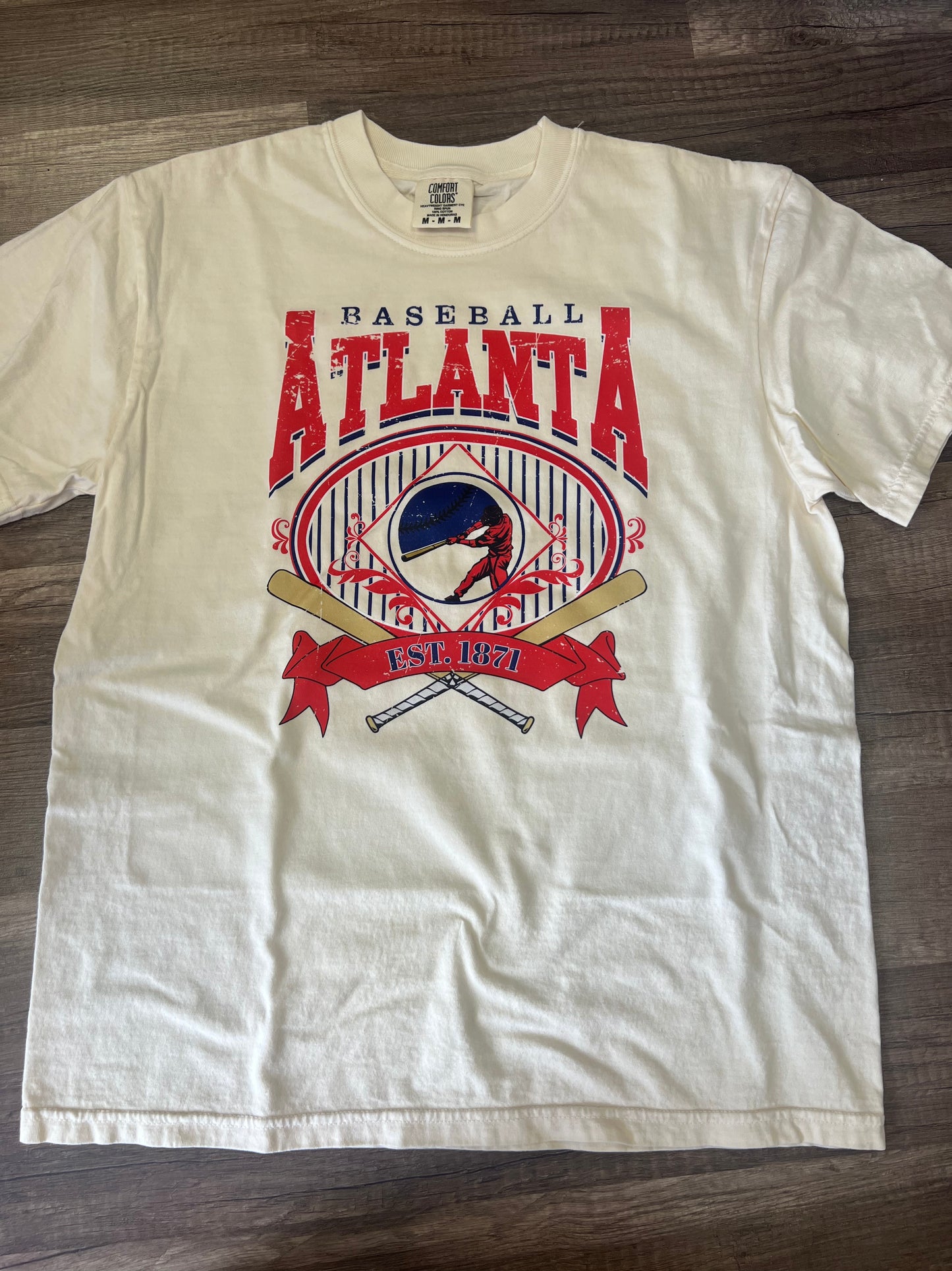 Atlanta baseball vintage diamond white tee
