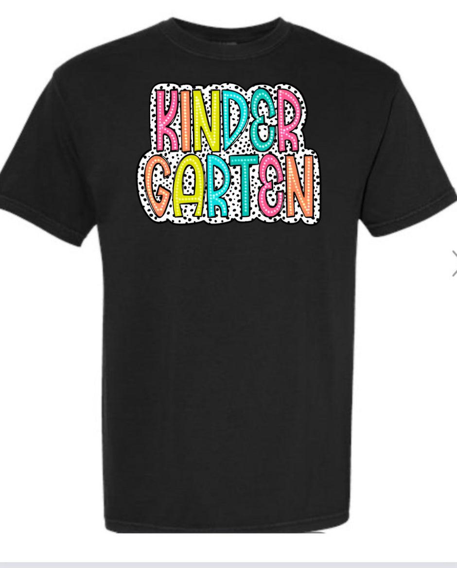 Kindergarten Polka Dot Colorful Black Tee