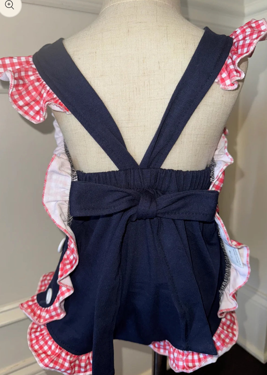 Navy Embroidered Girls Baseball Sunsuit
