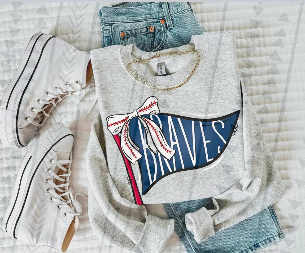 Braves Flag With Bow Sweatshirt