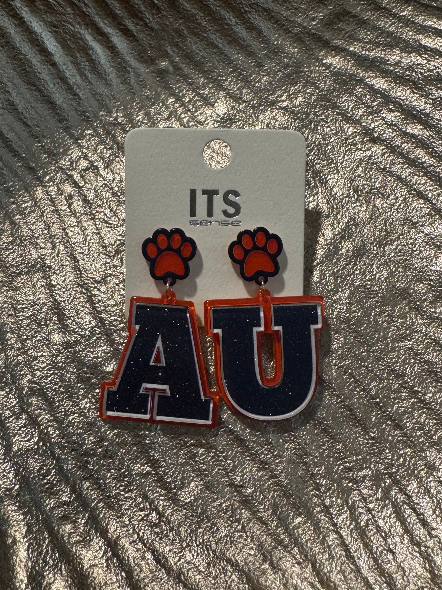 AU block letter Paw print Sequin Earring