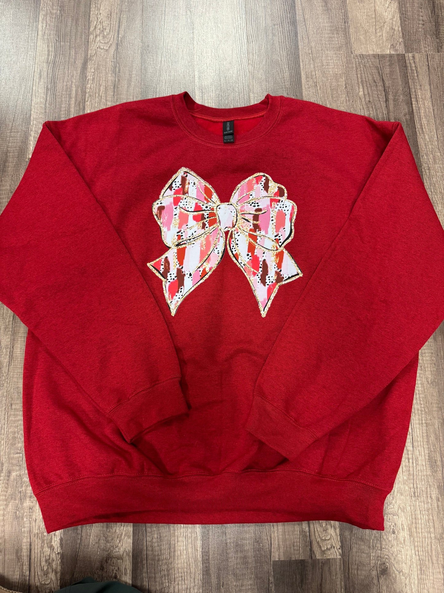 Red Bow with Gold Glitter mix Sweatshirt