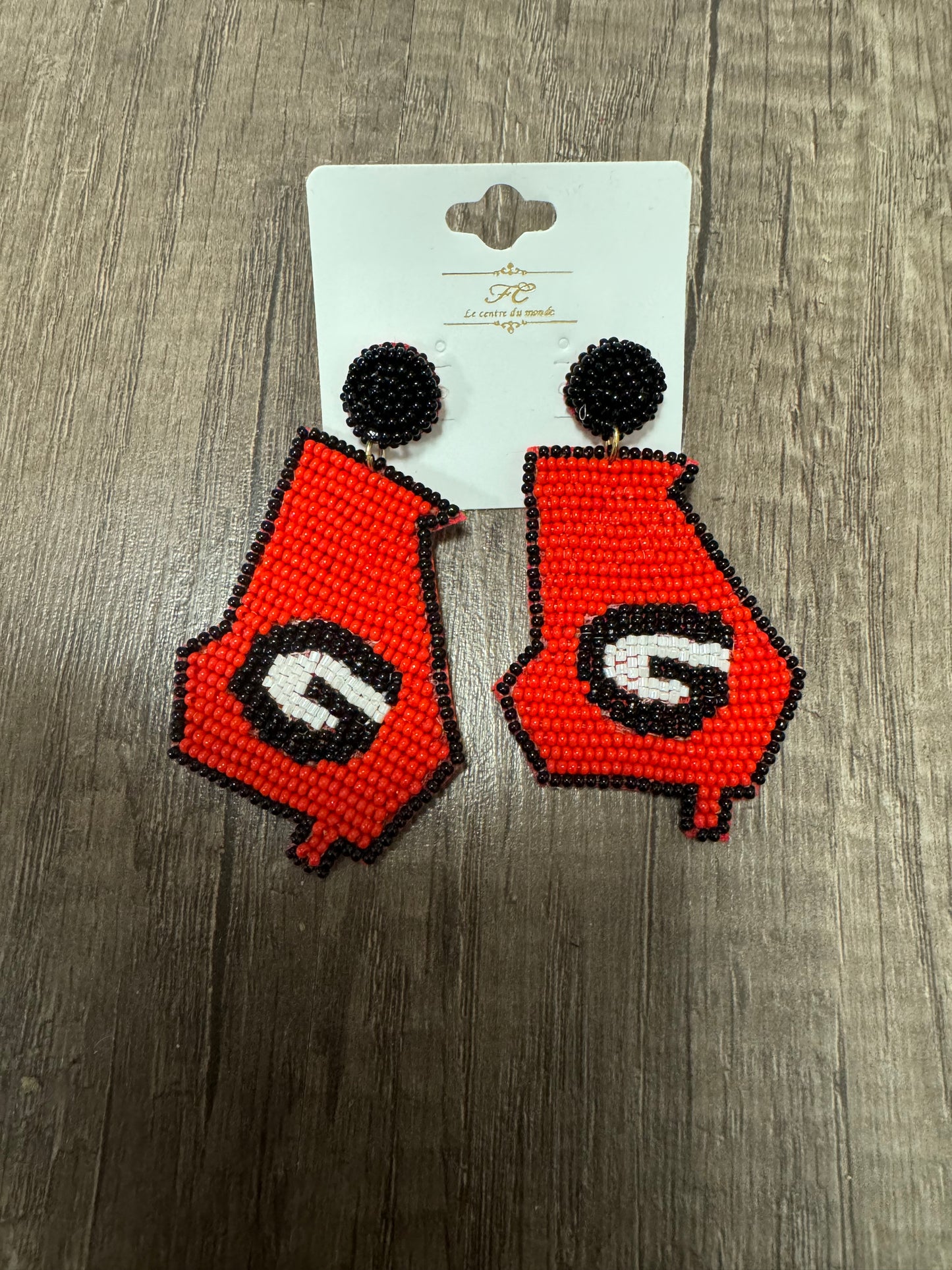 Georgia State Logo Beaded Earring
