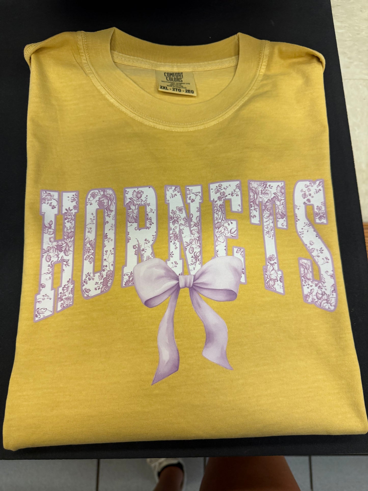 Hiram Hornets Purple Floral Tolie on Yellow