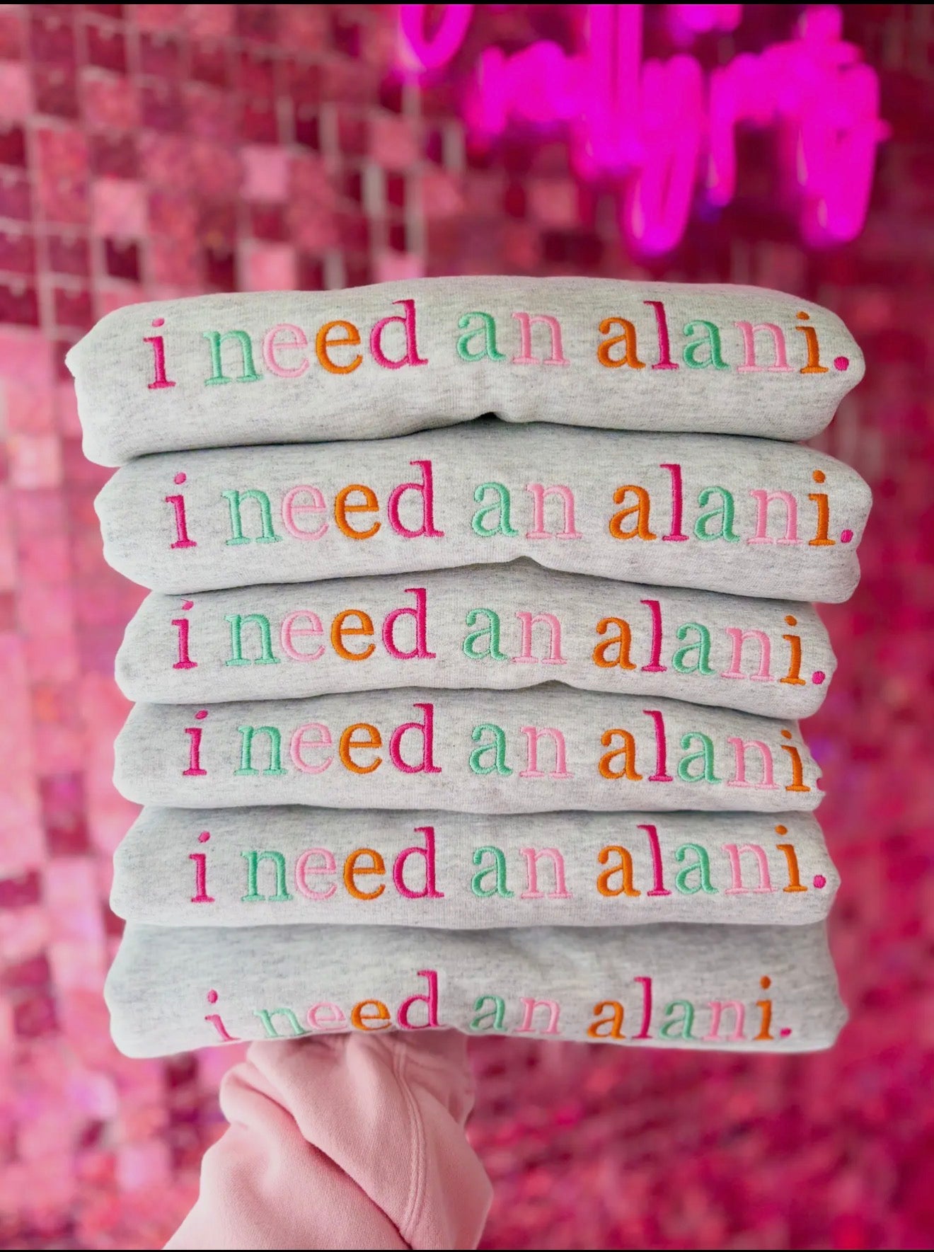I need an alani colorful embroidered sweatshirt