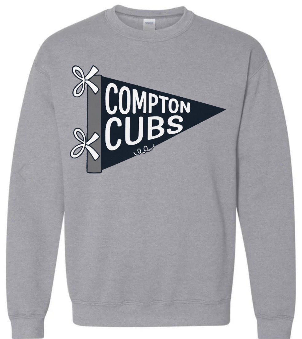 COMPTON CUBS PENNANT FLAG ON GREY GILDAN