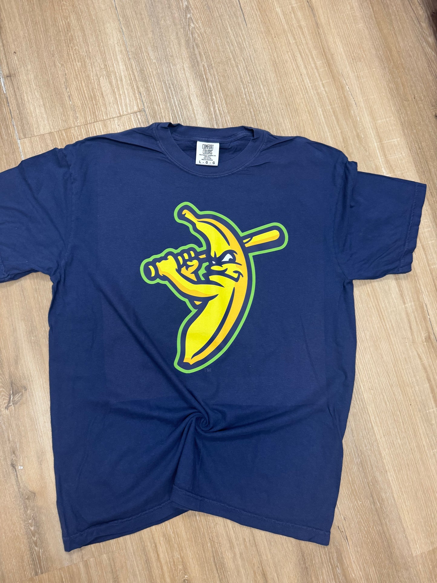 Savannah Bananas Banana with Bat Logo Navy Tee