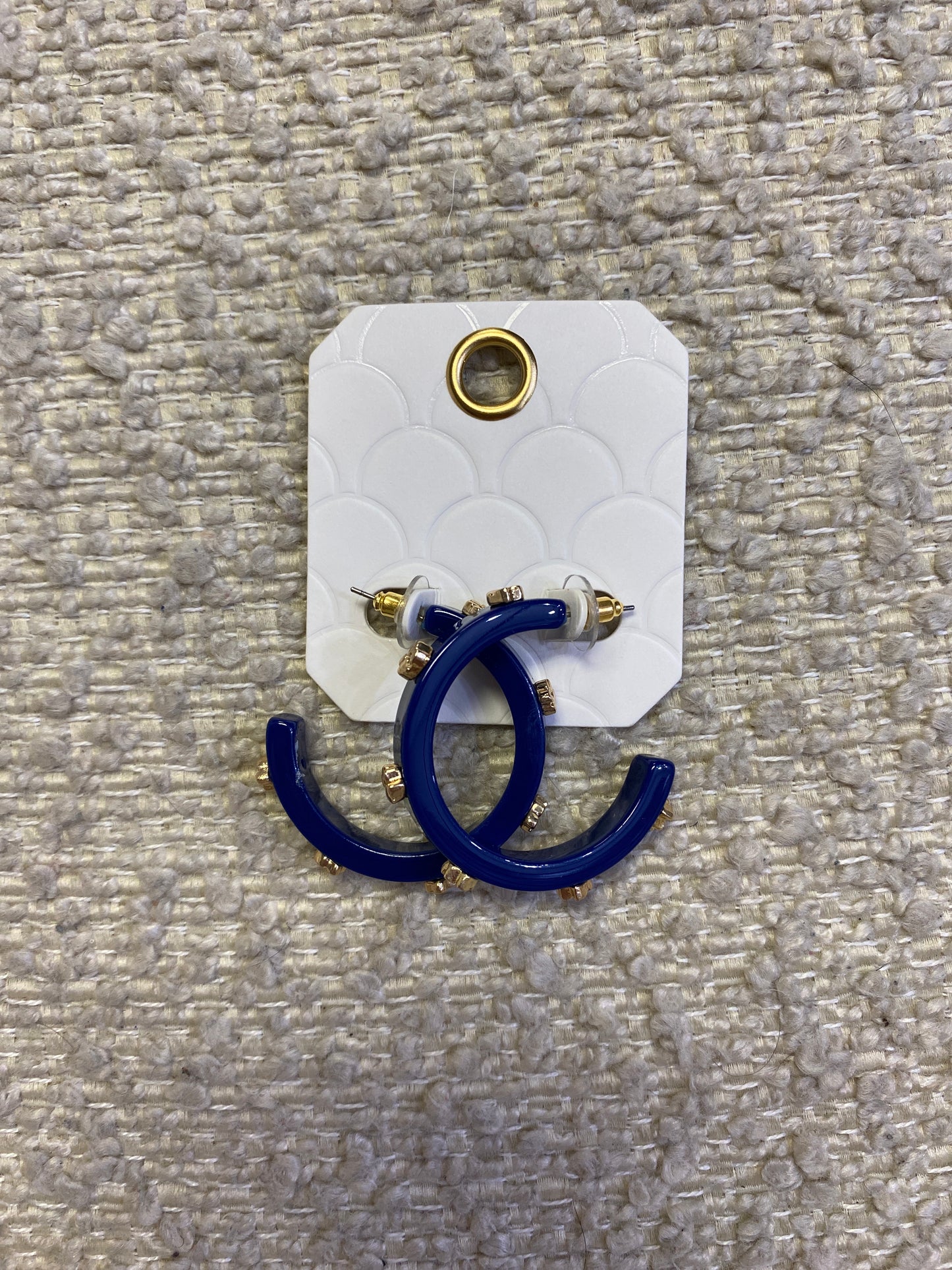 Navy with Gold Paws Hoops