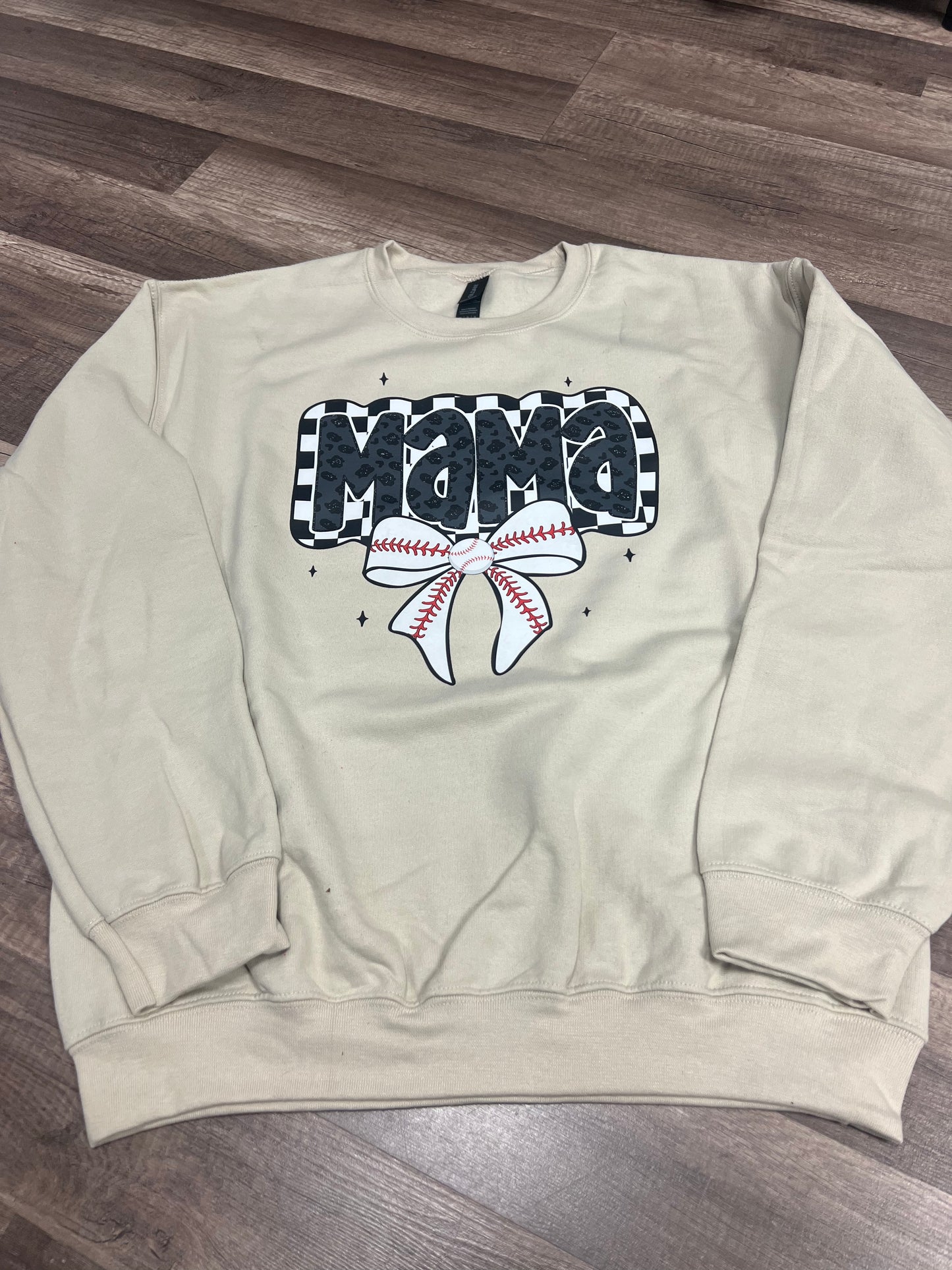 Mama baseball with bow Sweatshirt
