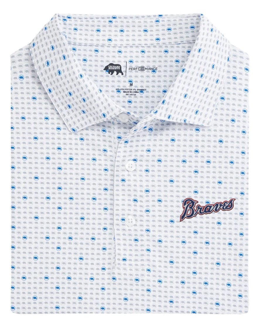 Cooperstown Braves Script Tour Logo Performance Polo - Sport Blue