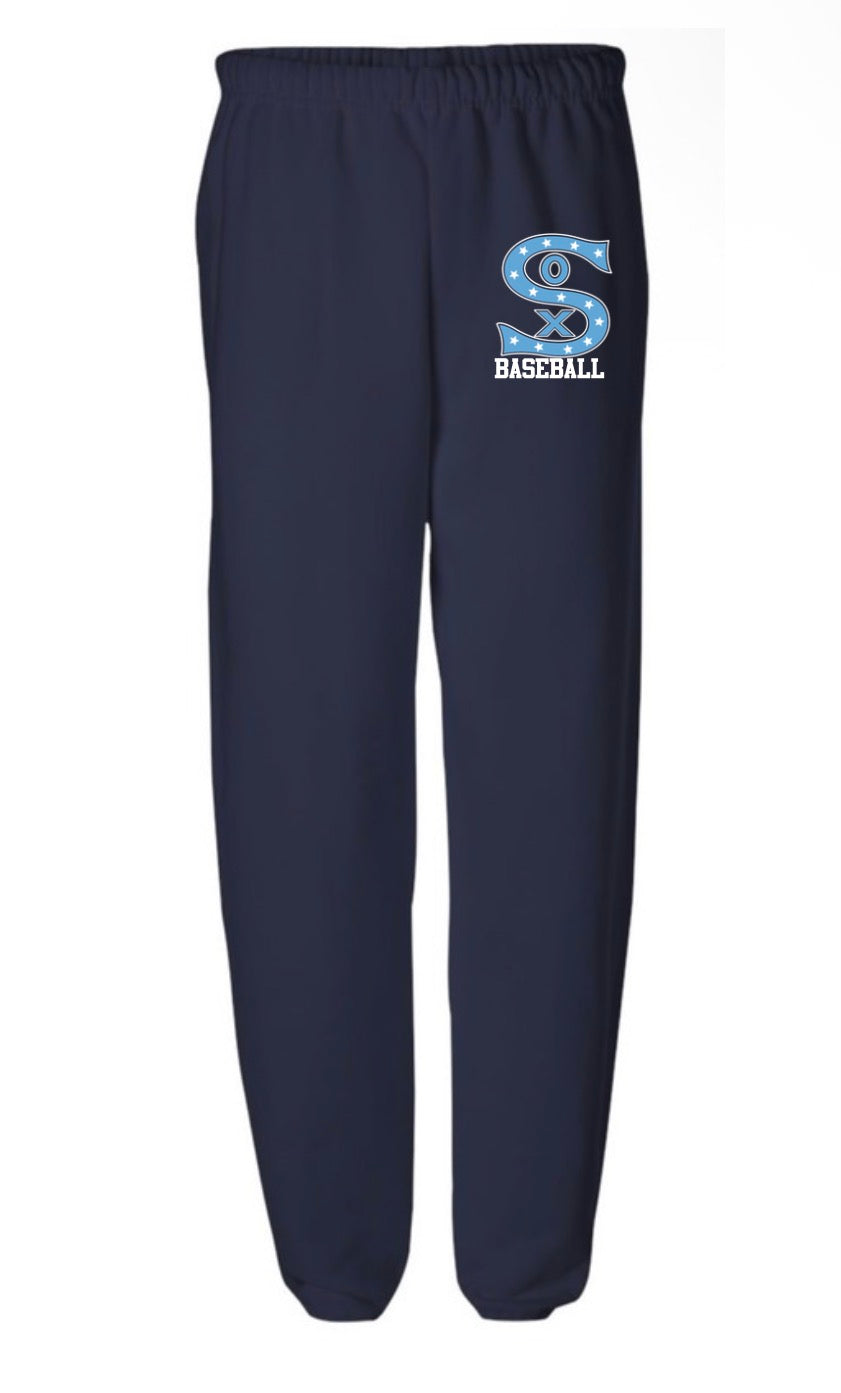 Sox Baseball on navy Gildan Heavy Blend Sweatpants (jogger)