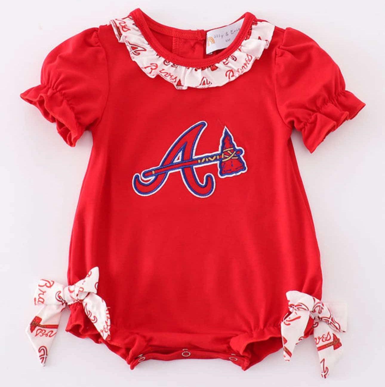Atlanta Baseball Red Logo With Bows Bubble
