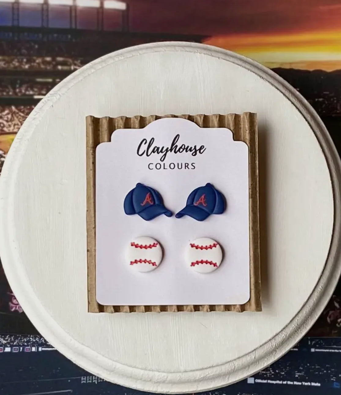 Braves Hat & Baseball Studs