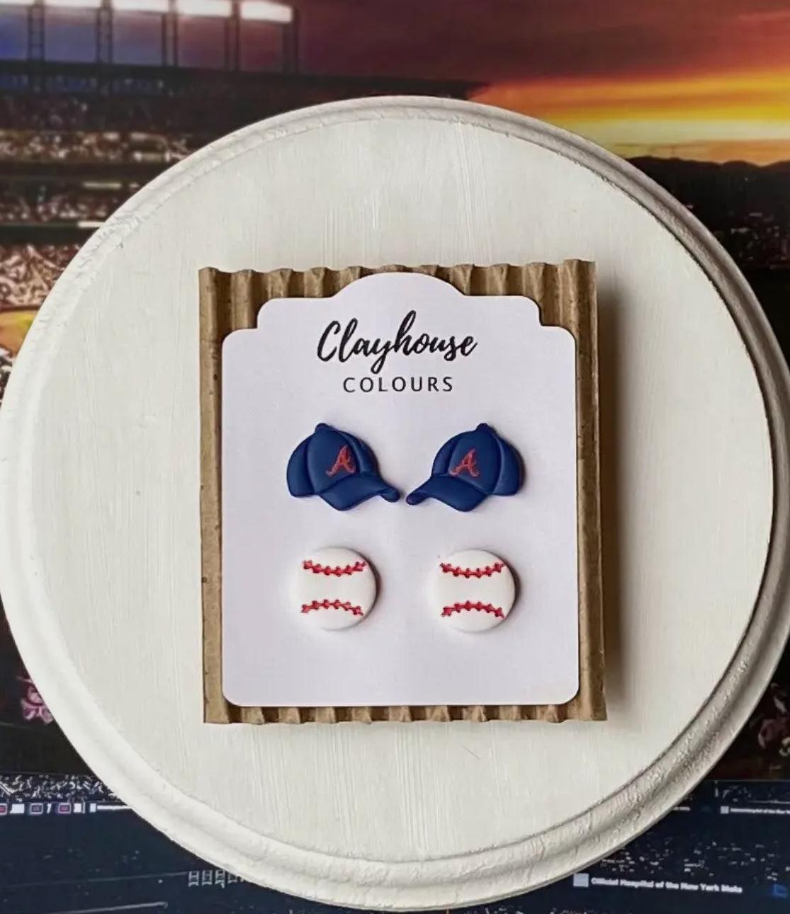 Braves Hat & Baseball Studs