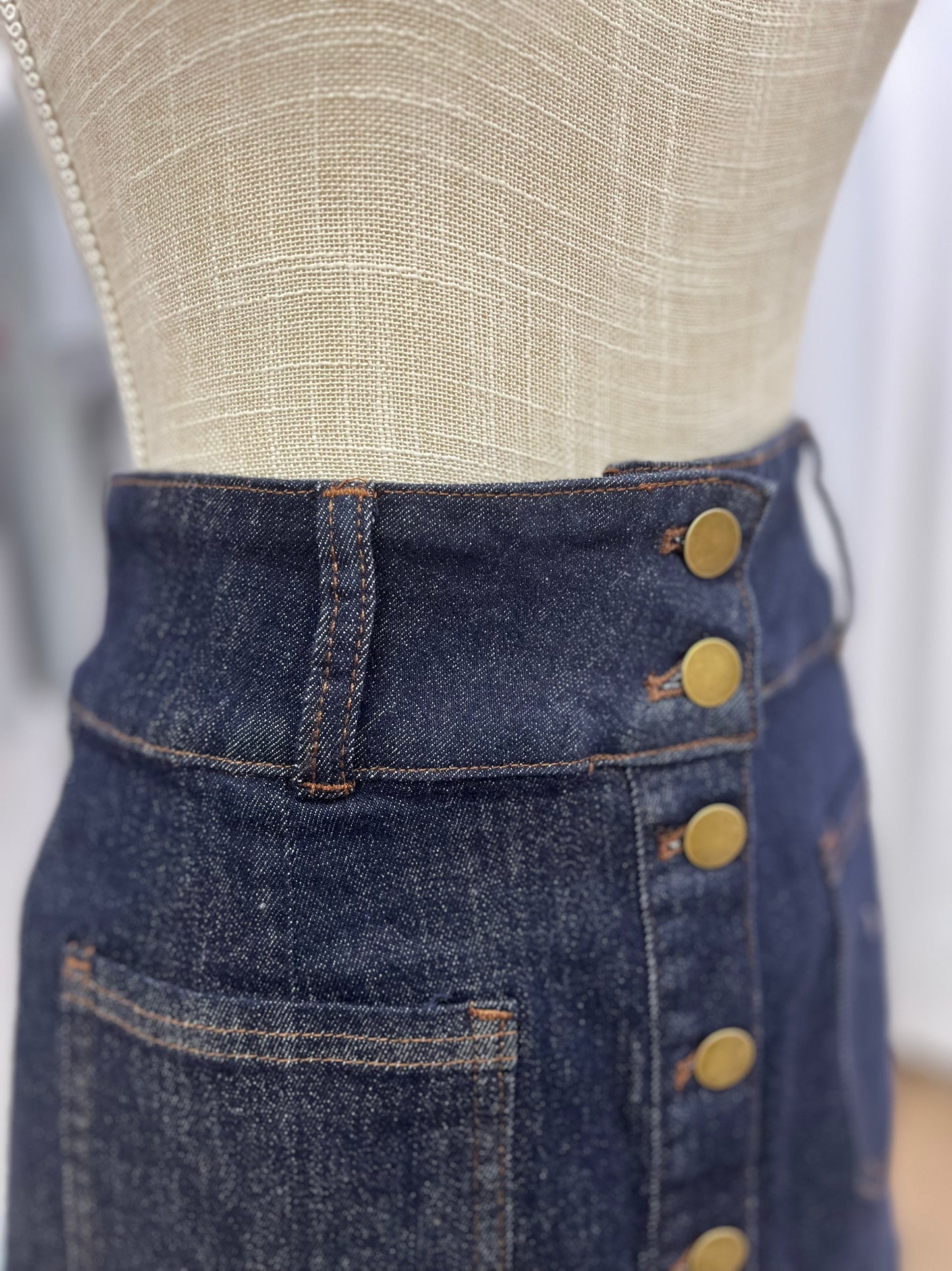 Soft Washed Button Down Mini Denim Skirt