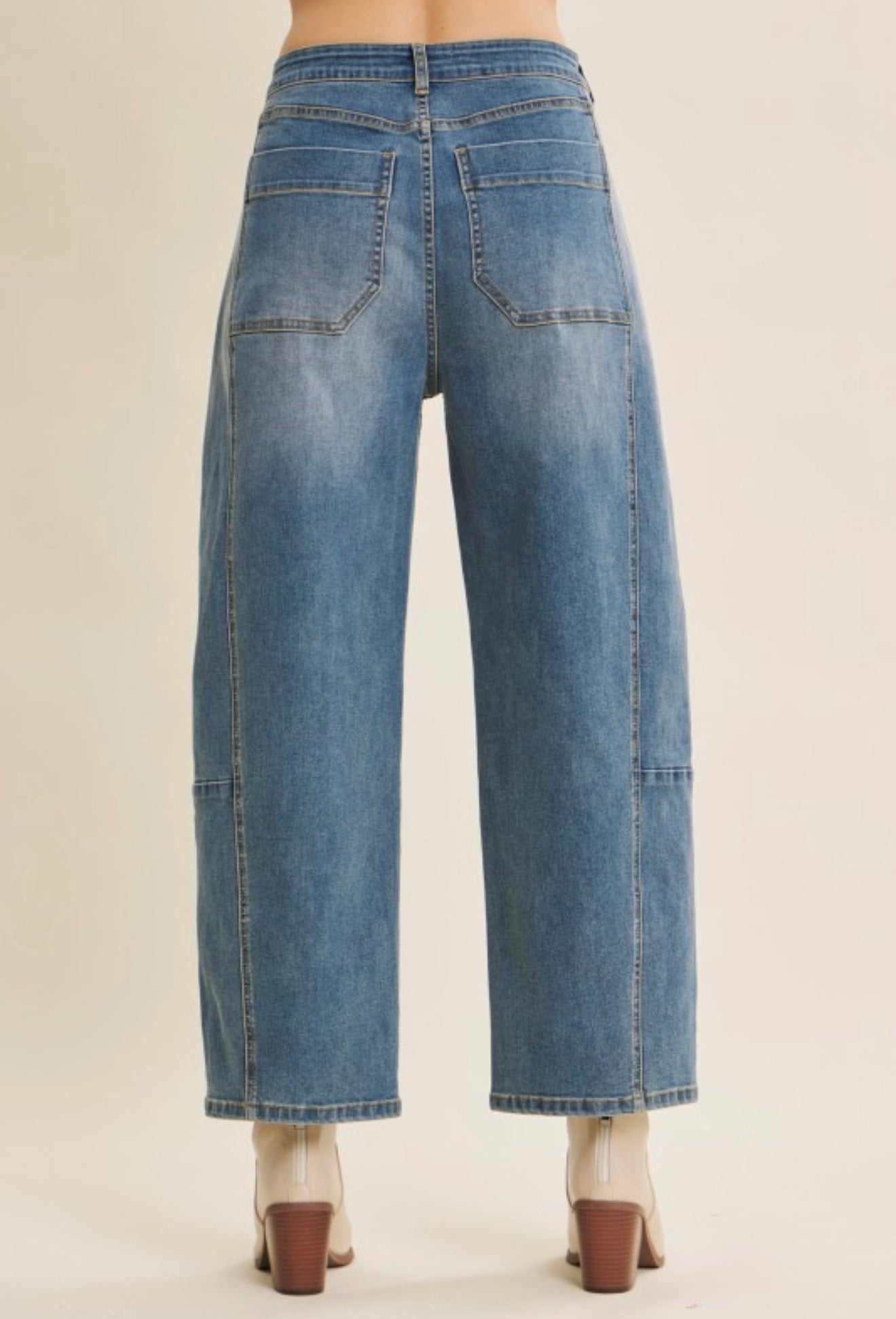 Vintage Washed Stretchy Oversized Barrel Jeans